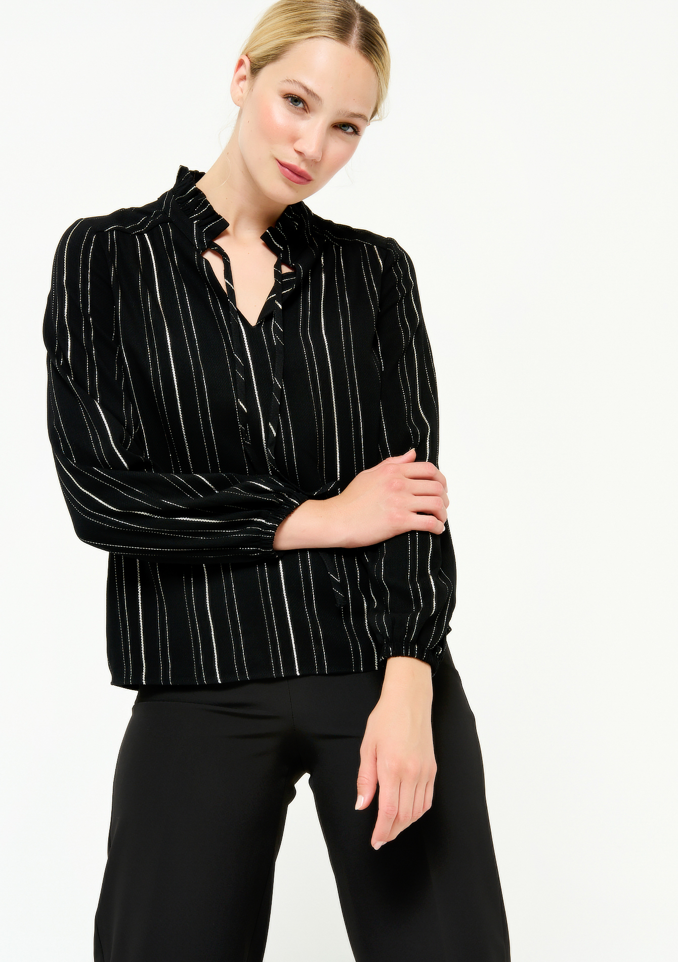 Blouse à rayures en lurex