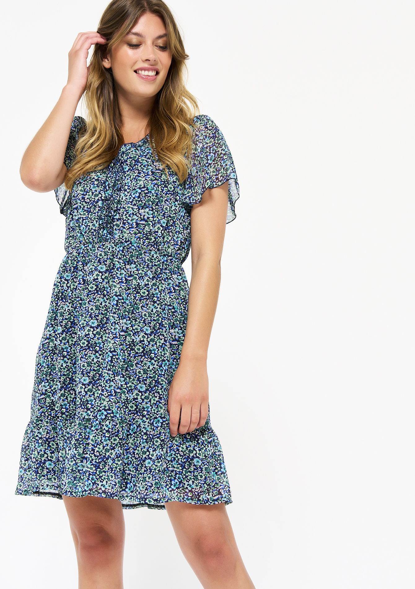 Robe courte à fleurs