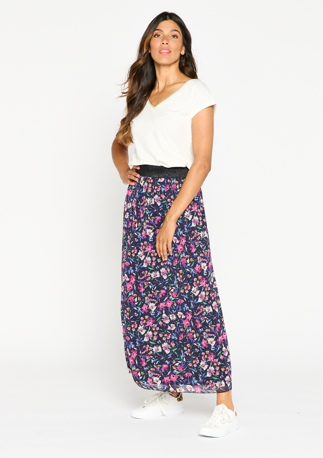 Maxi skirt with flower print - LolaLiza