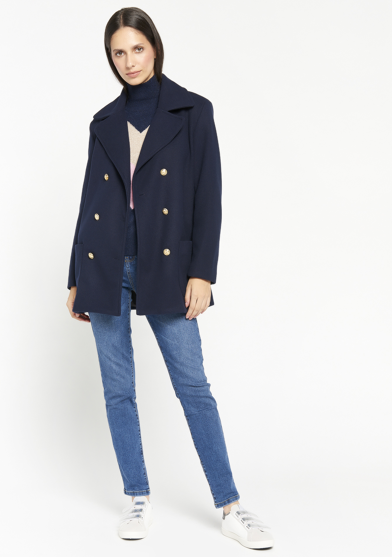 Manteau croisé style officier