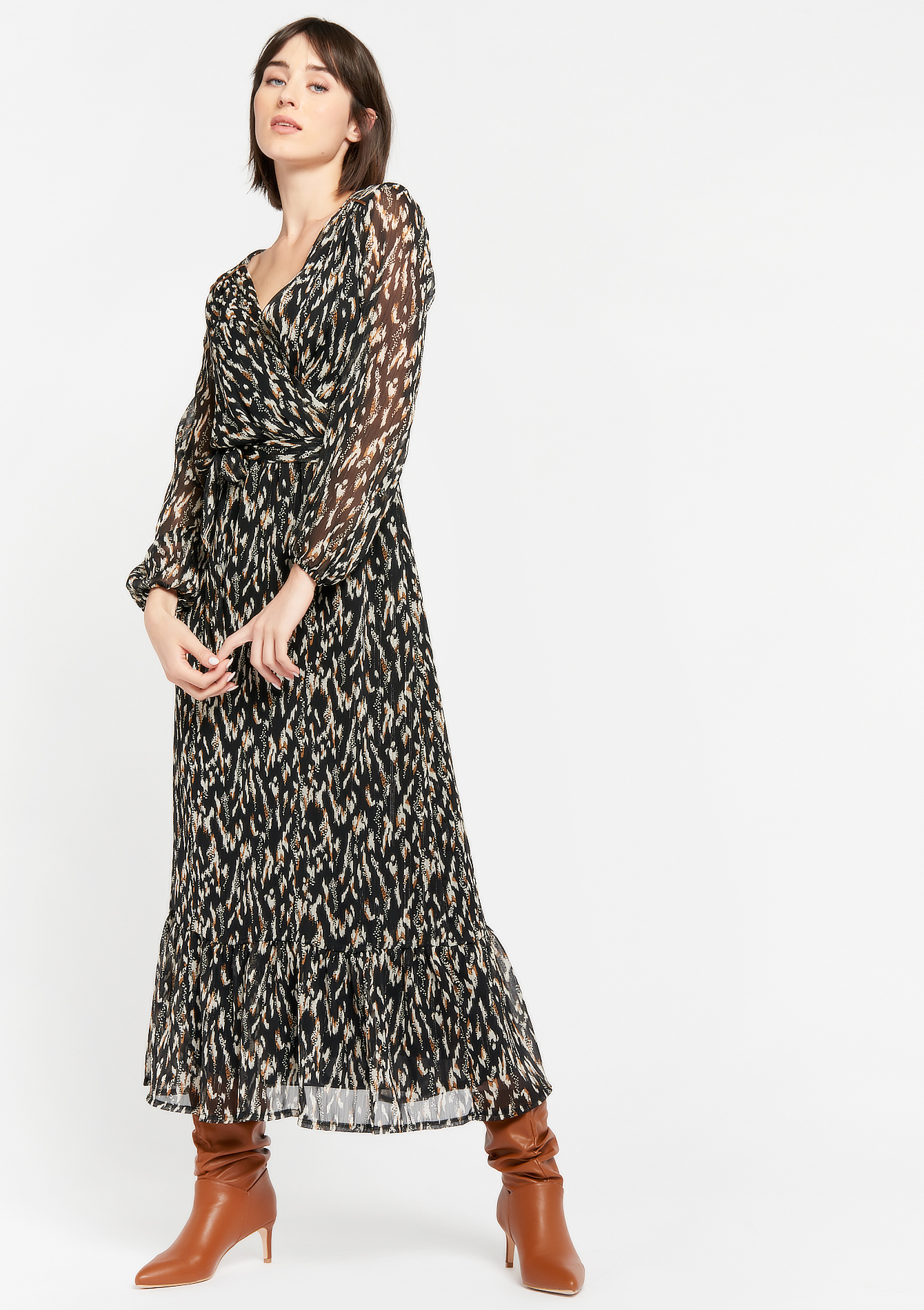 Maxi jurk met luipaardprint  - BLACK BEAUTY - 08601225_2600