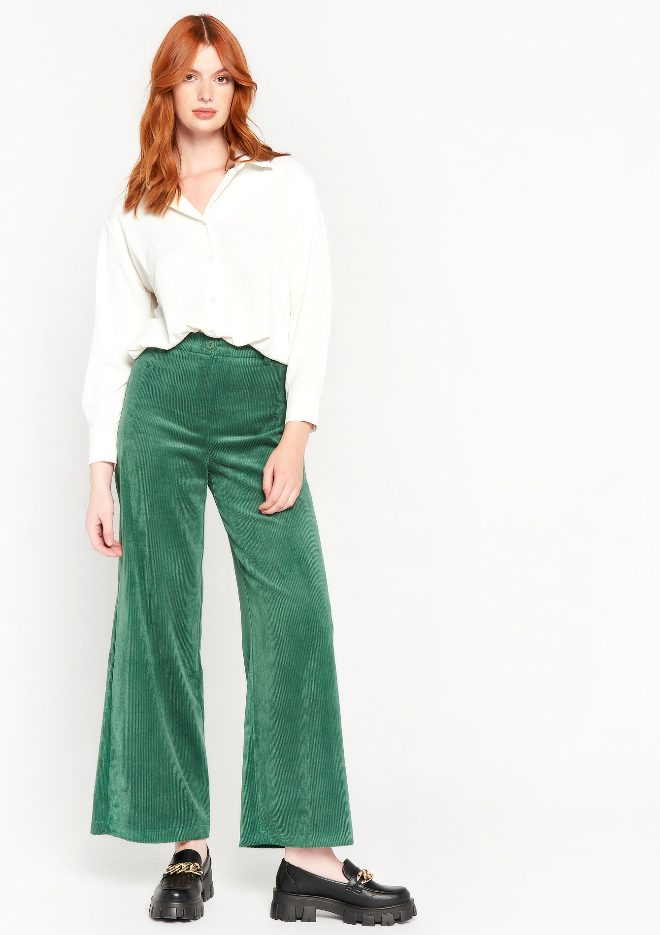 Pantalon large en velours cotelé