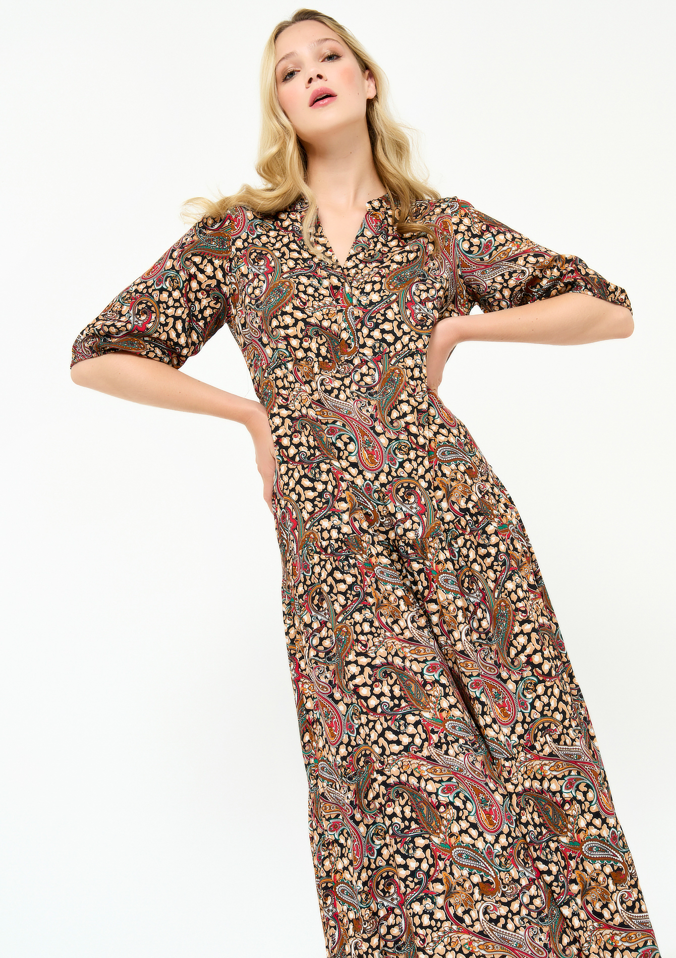 Maxi-jurk met paisley-print - BLACK BEAUTY - 08601444_2600