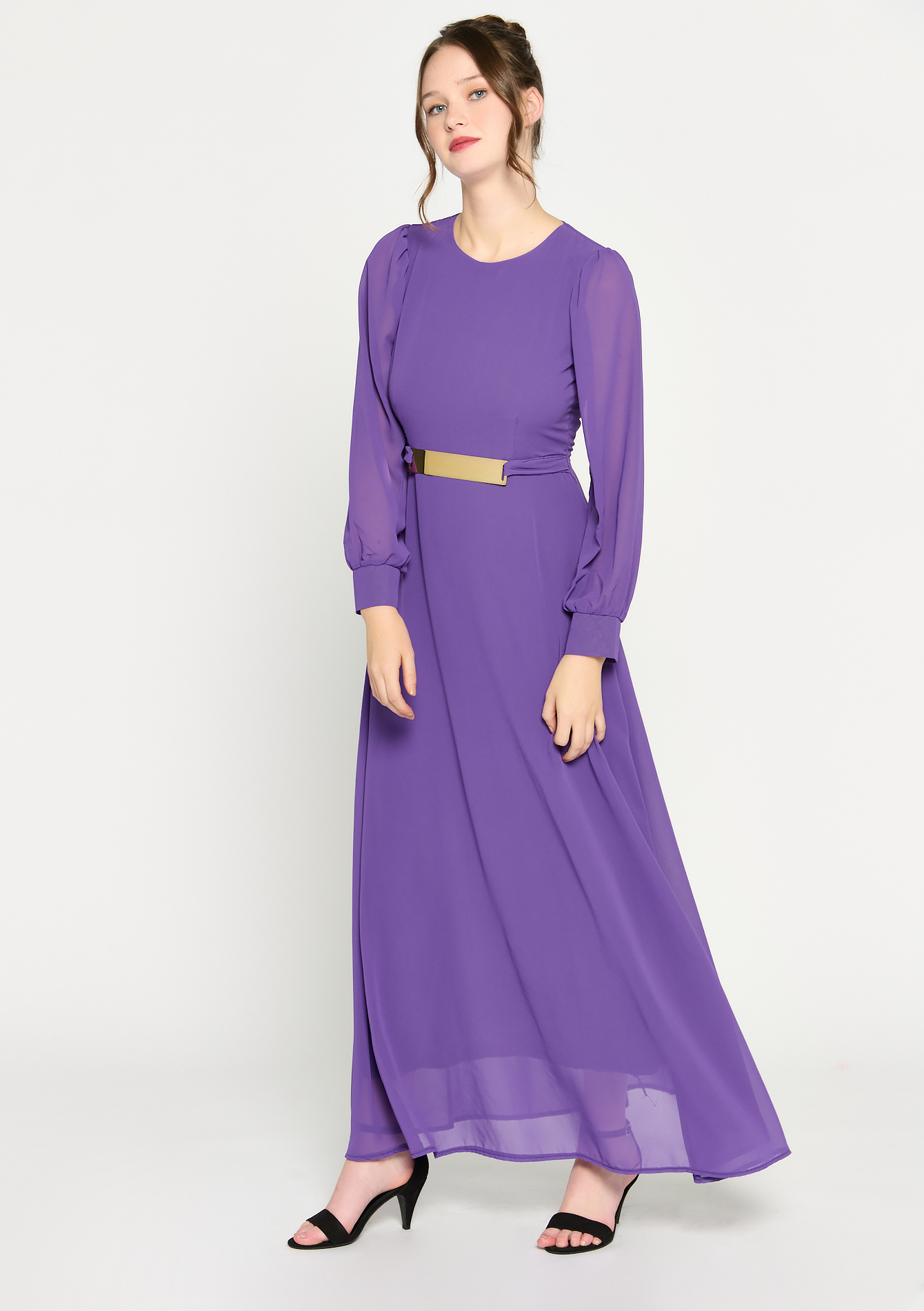 Maxi dress with open back - VIOLET BLUE - 08601496_1611