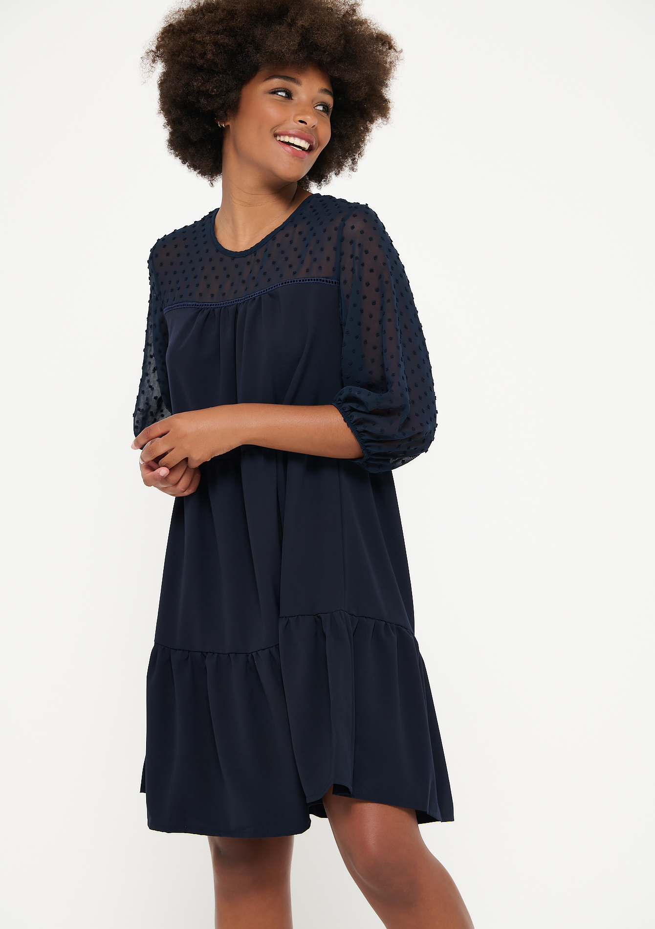 Robe babydoll en plumetis