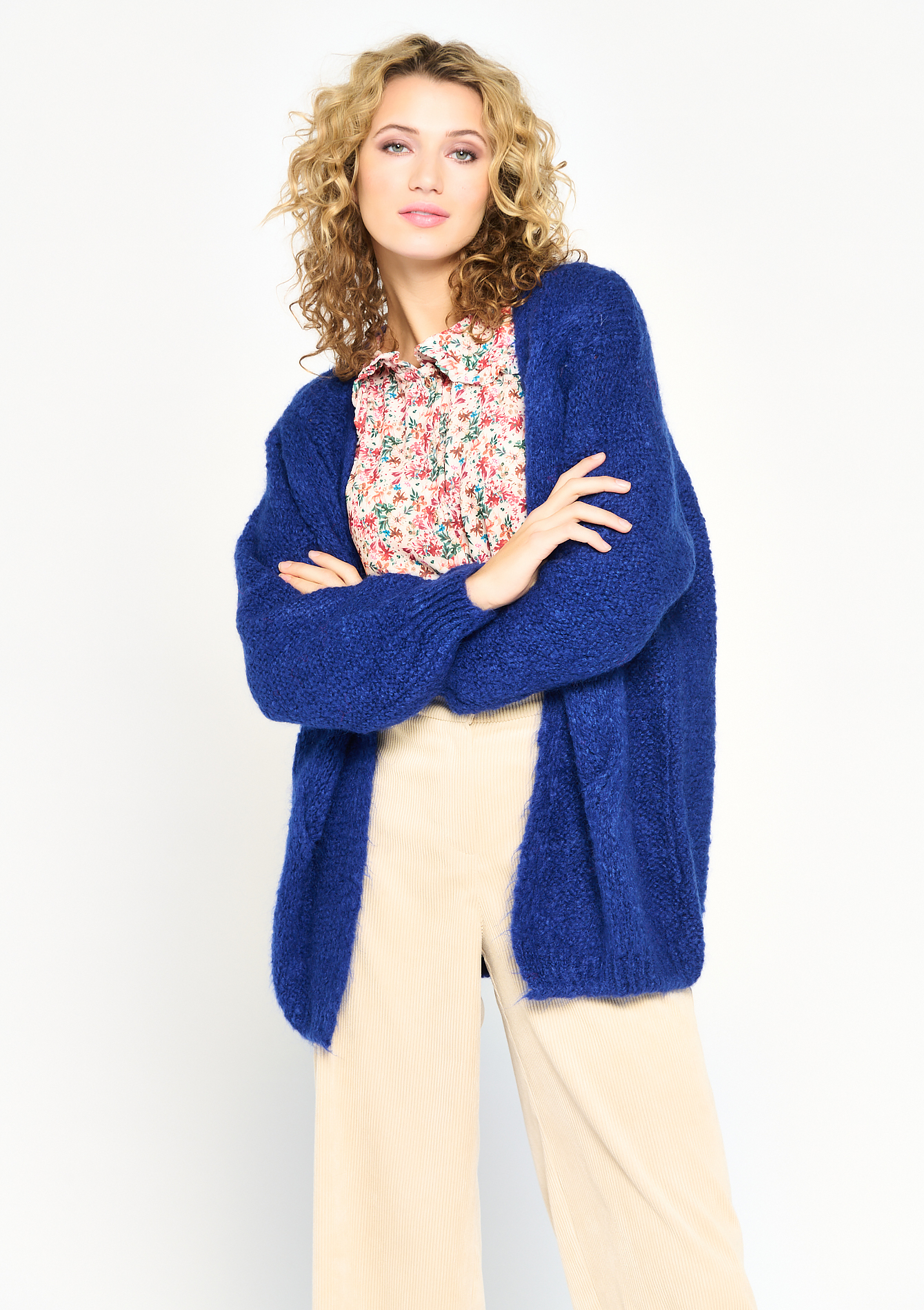 Cable-knit cardigan - ELECTRIC BLUE - 04005711_1619