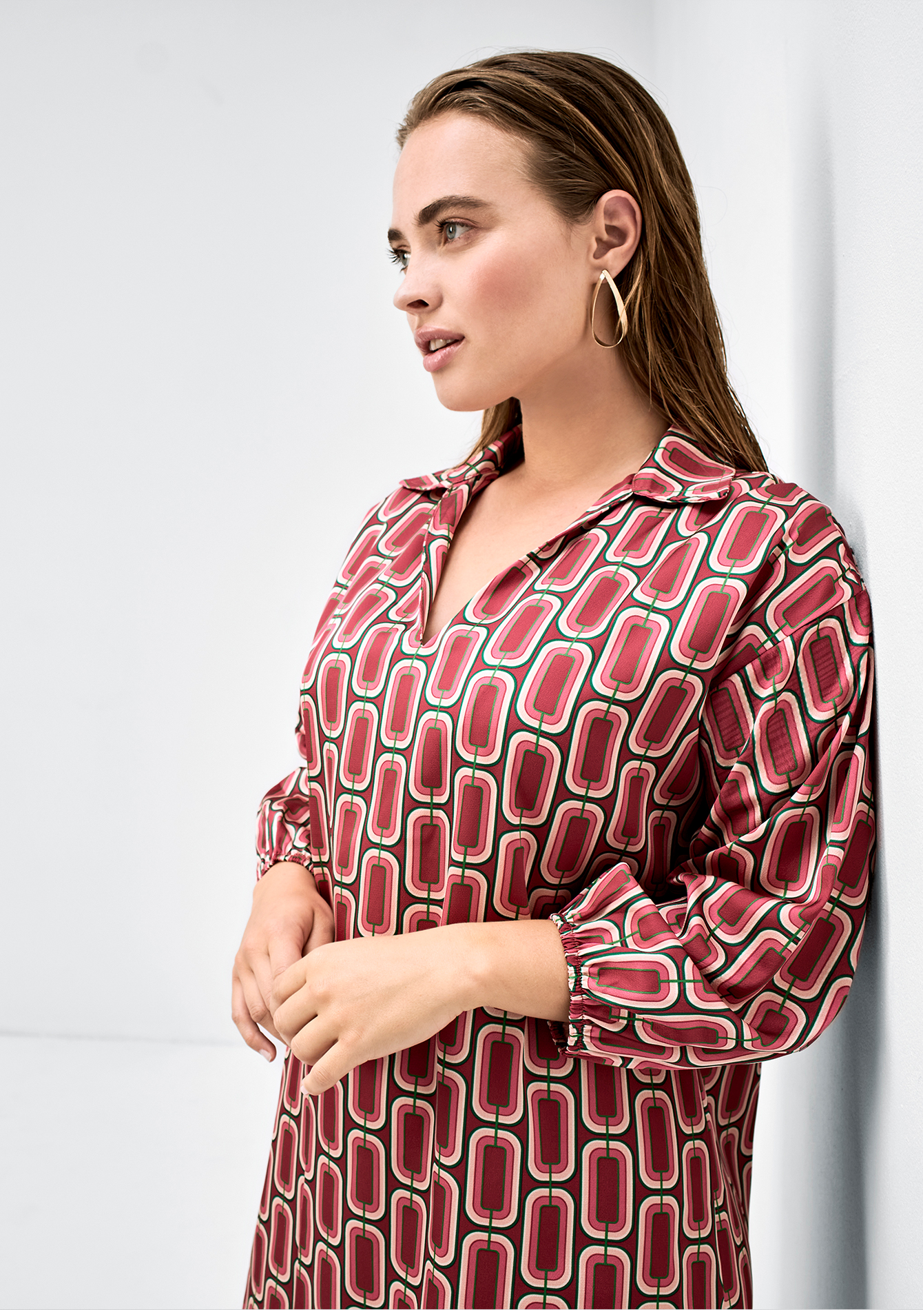 Robe à imprimé rétro et manches larges