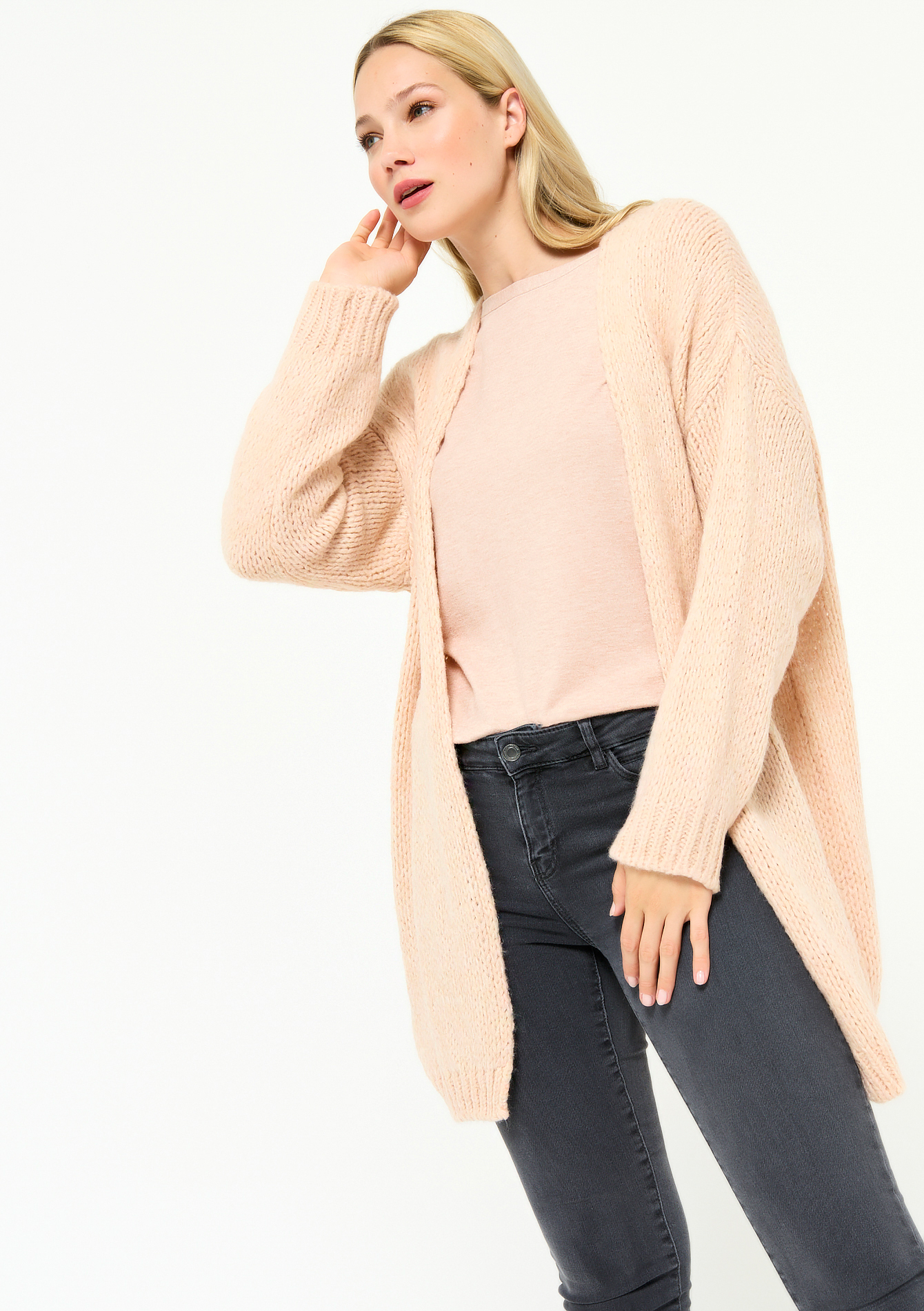 Knitted cardigan - NUDE PINK - 04800244_1301