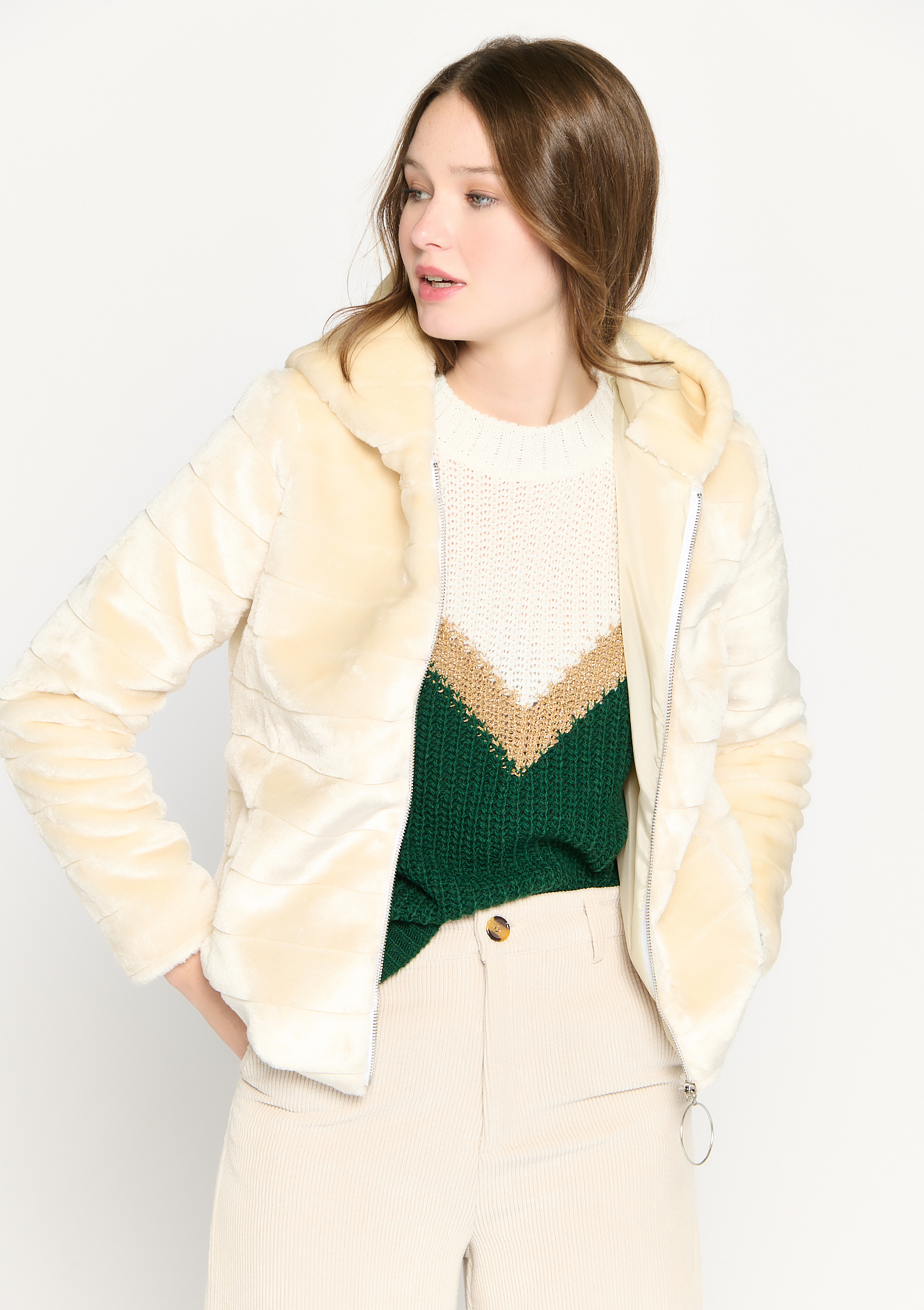 Veste teddy a capuche