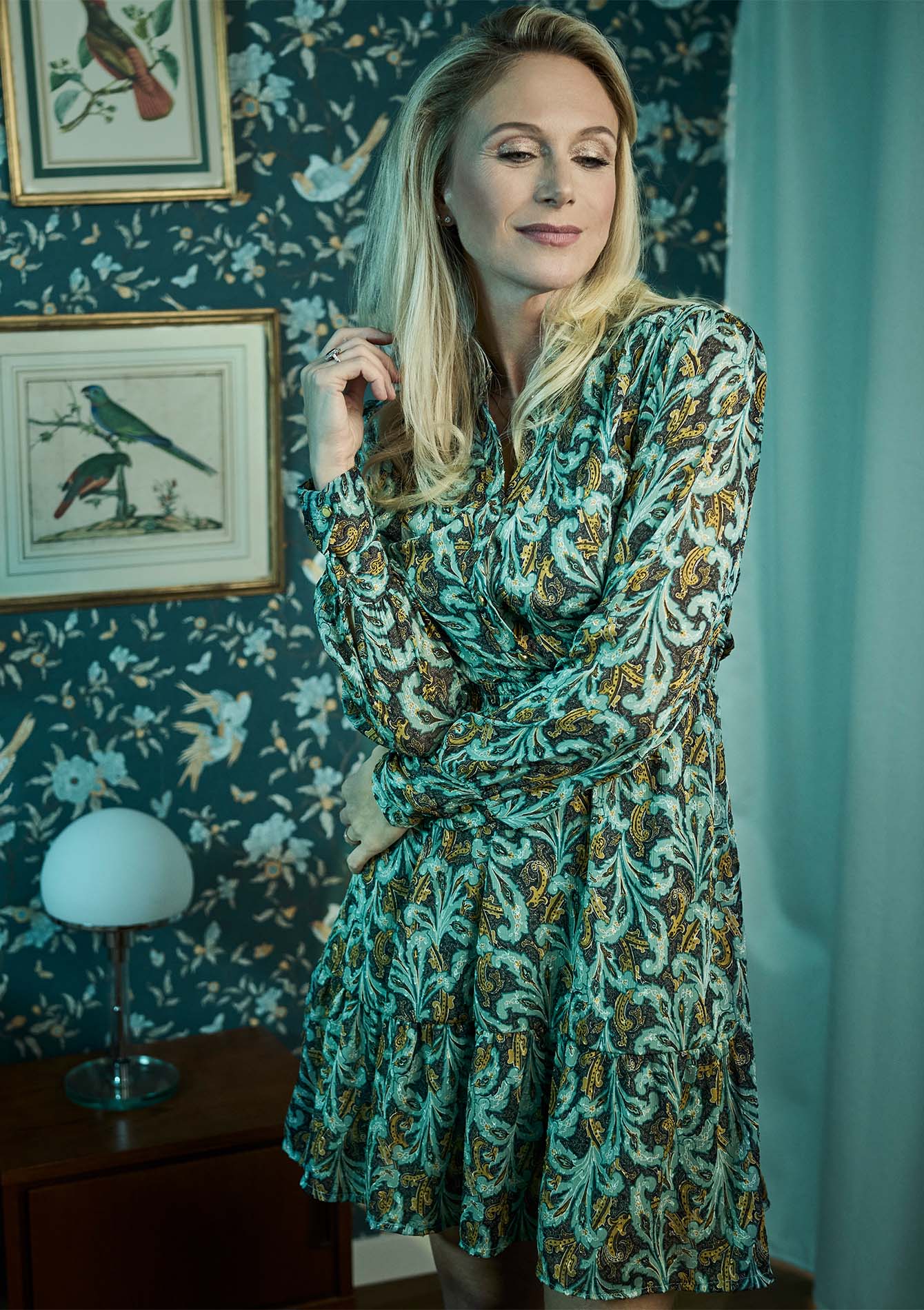Julie Taton jurk paisleyprint - EMERALD GREEN  - 08102691_414