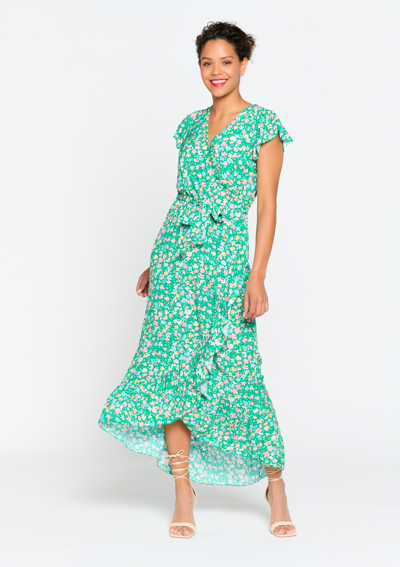 Wrap dress with floral print, , hi-res