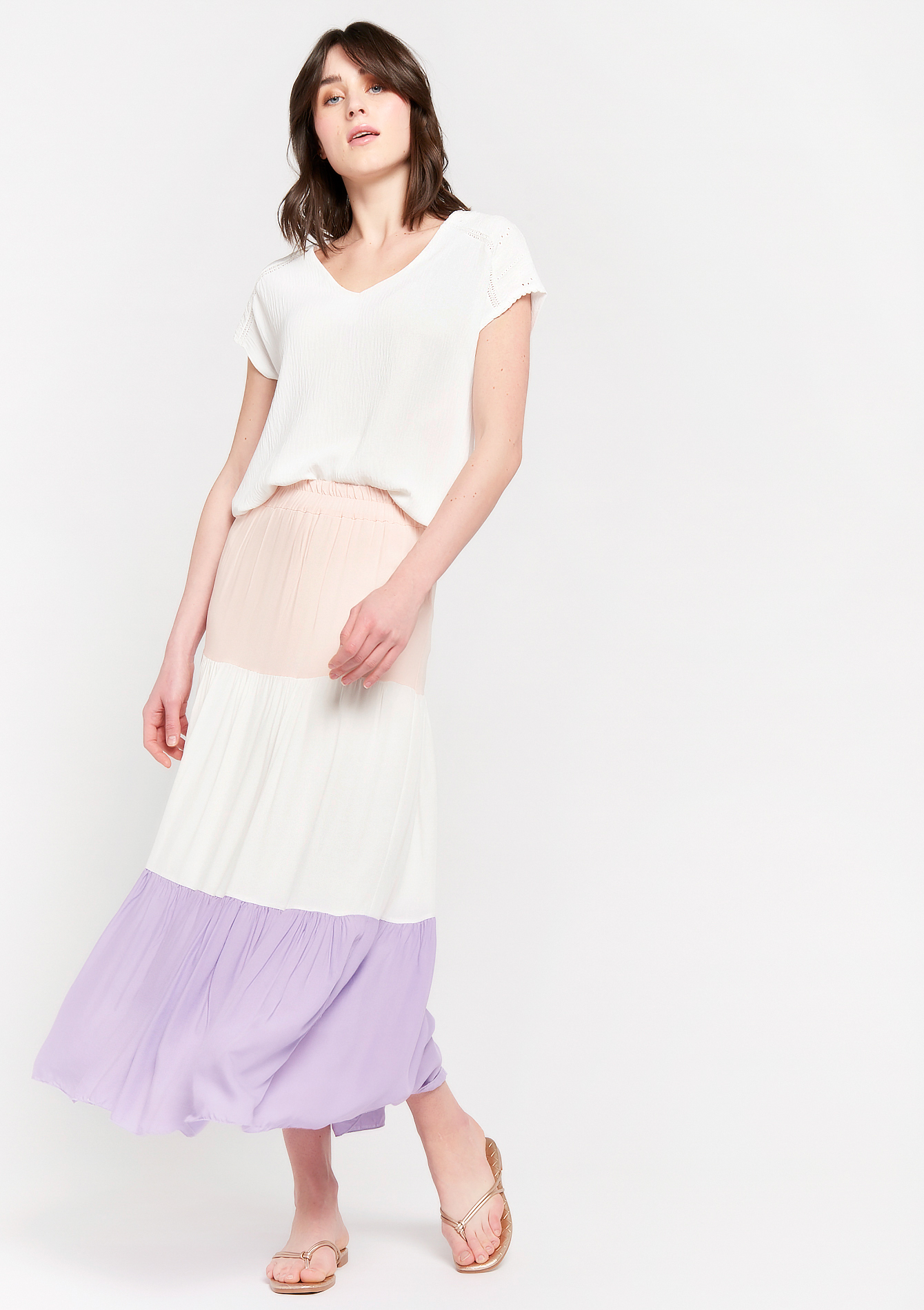 color block maxi skirt