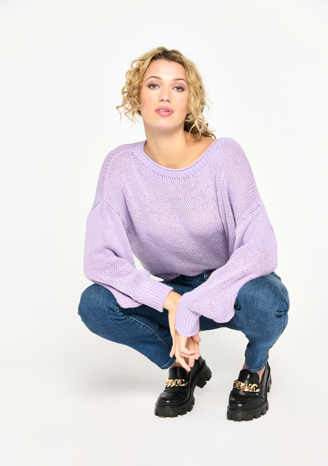 Pull a grosses mailles et lurex