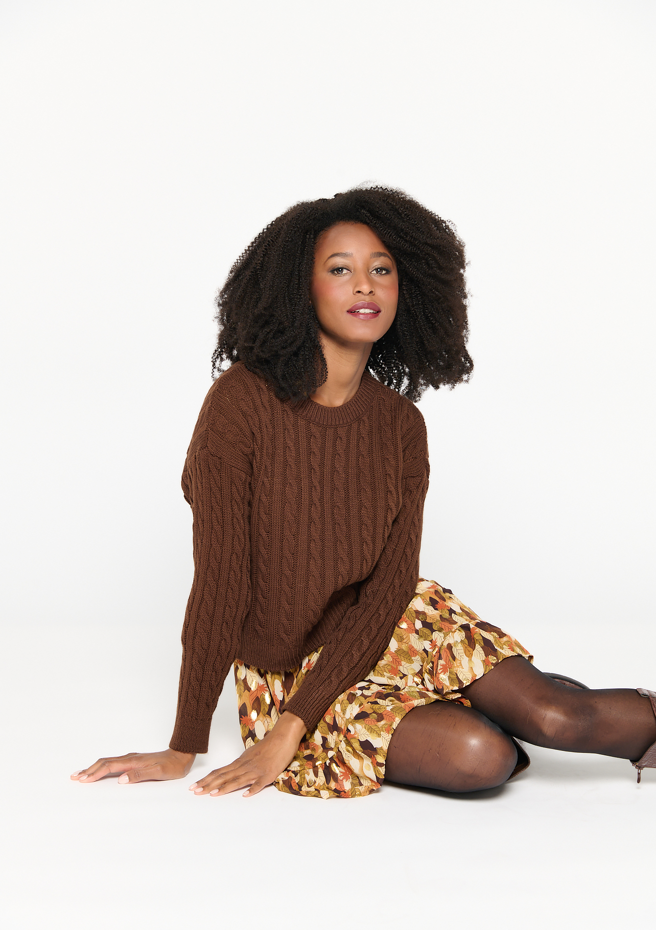 Pull a col rond avec motif torsadé