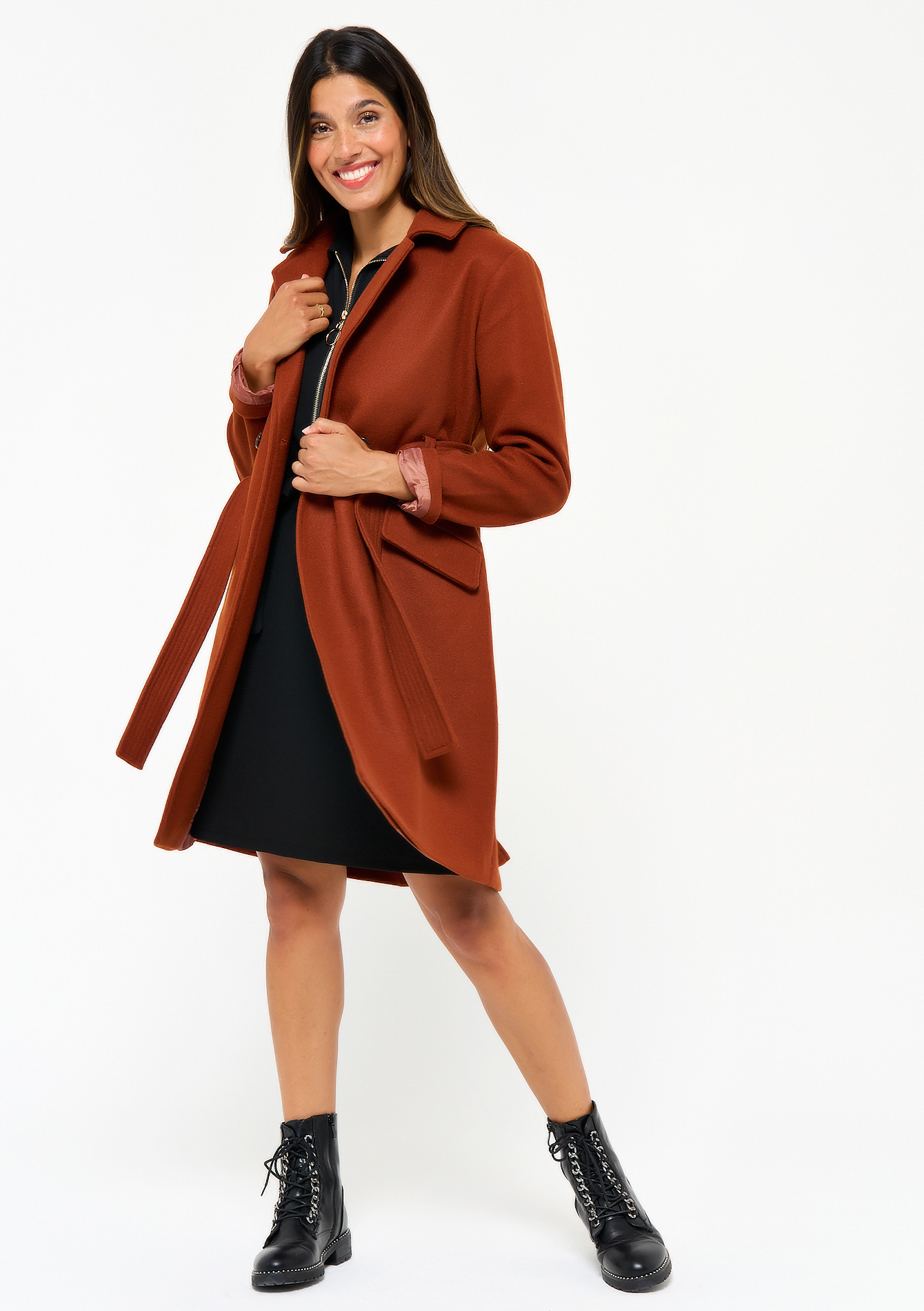Long coat with belt - RED HENA - 23000348_1296