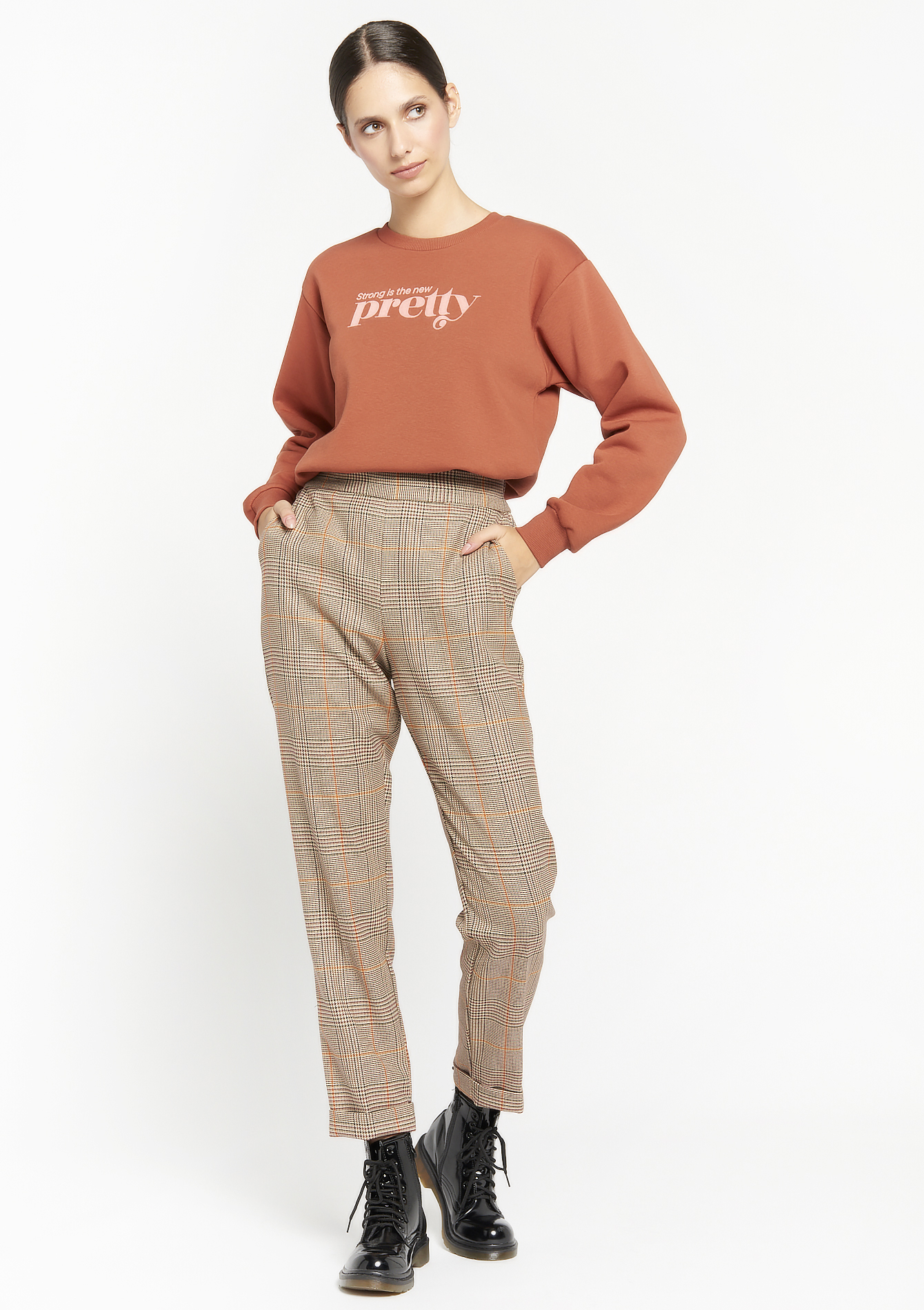 Classic checked trousers - CAMEL BEIGE - 06600526_1132