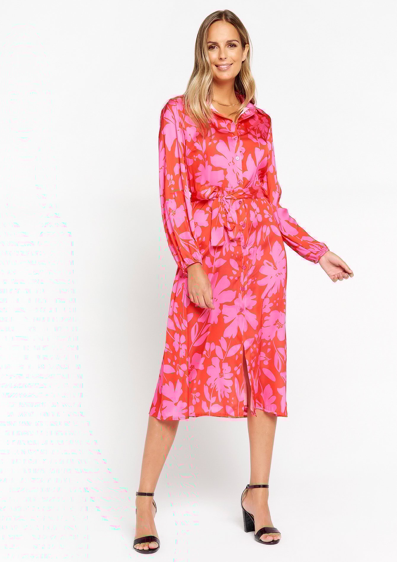 Robe-chemise mi-longue avec fente - LolaLiza