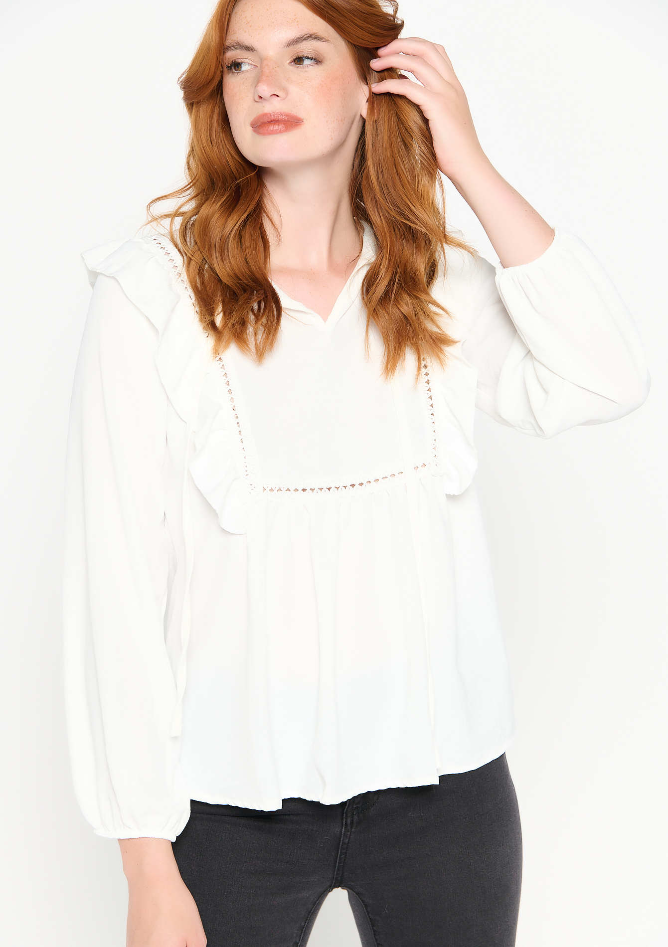 Blouse met ruches - NATURAL WHITE - 05701769_2510