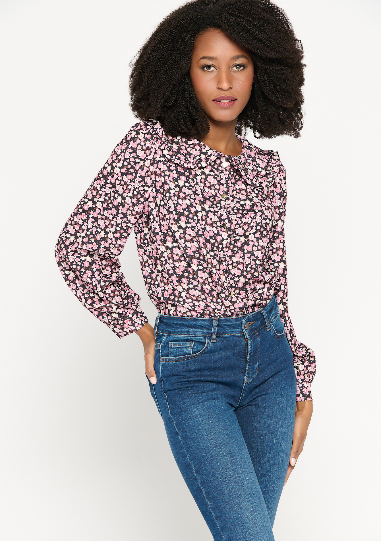 Chemise a imprimé fines fleurs