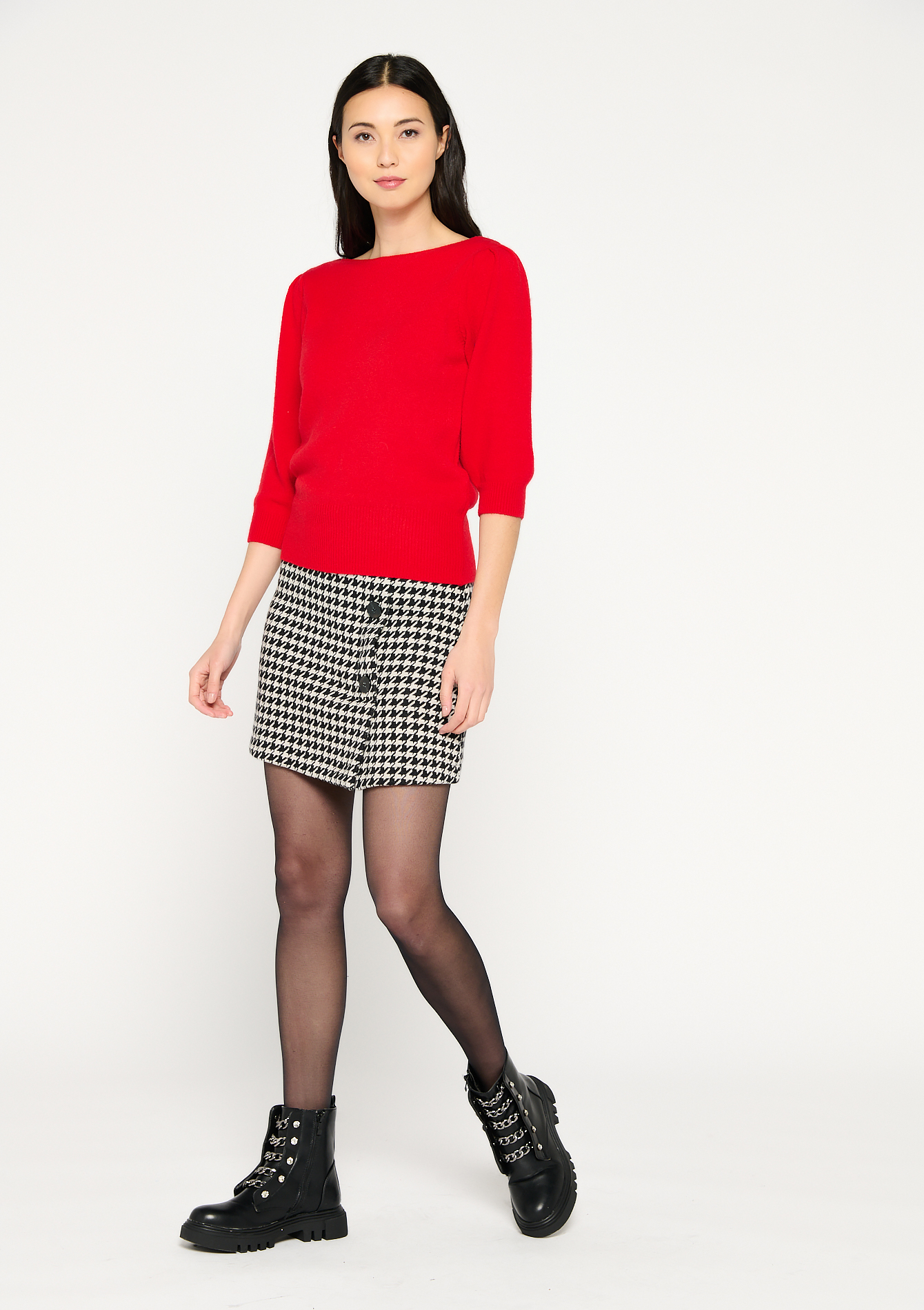 Pull a manches bouffantes - REAL RED - 04005757_1393