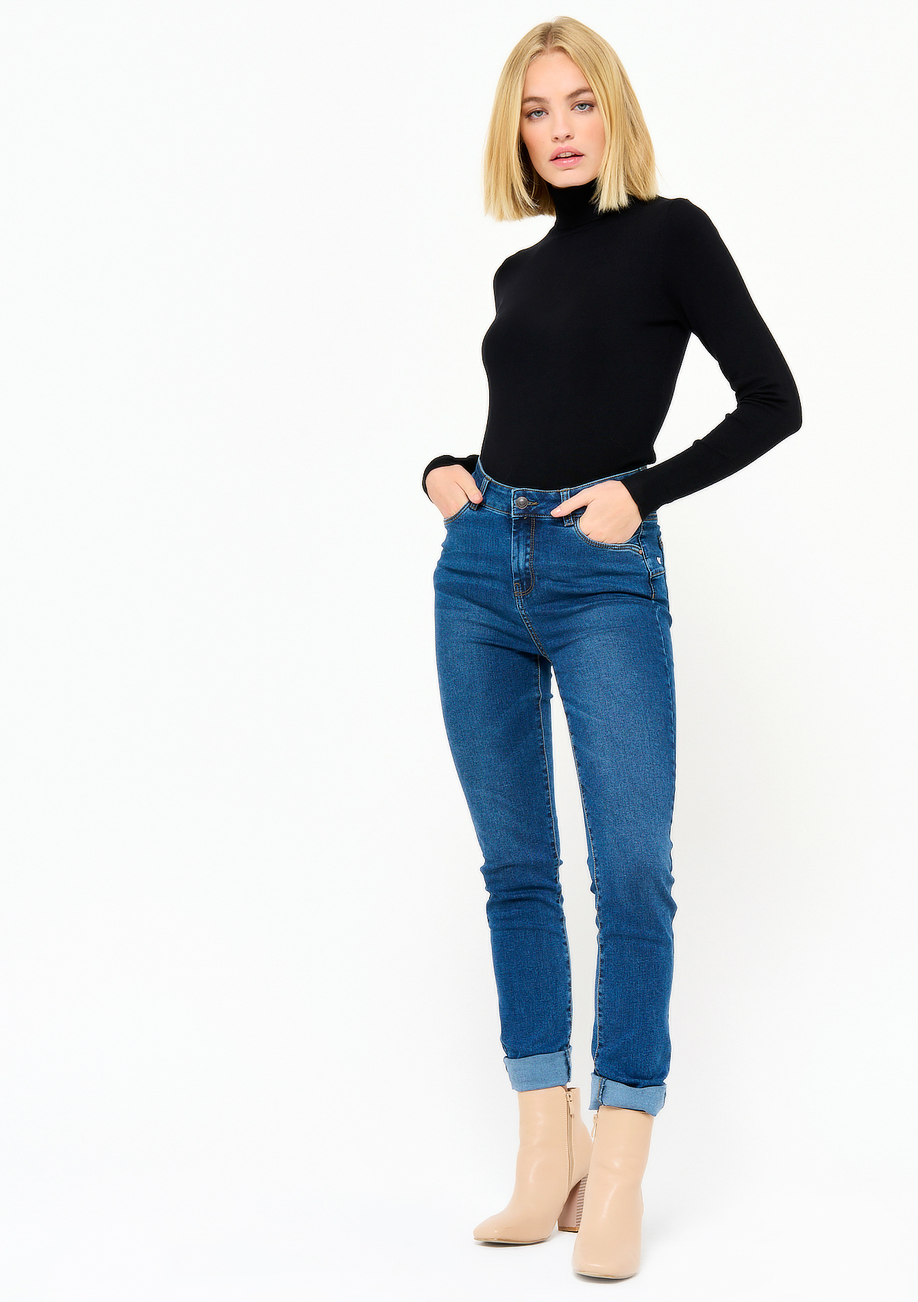 Pull col roulé basique en tricot