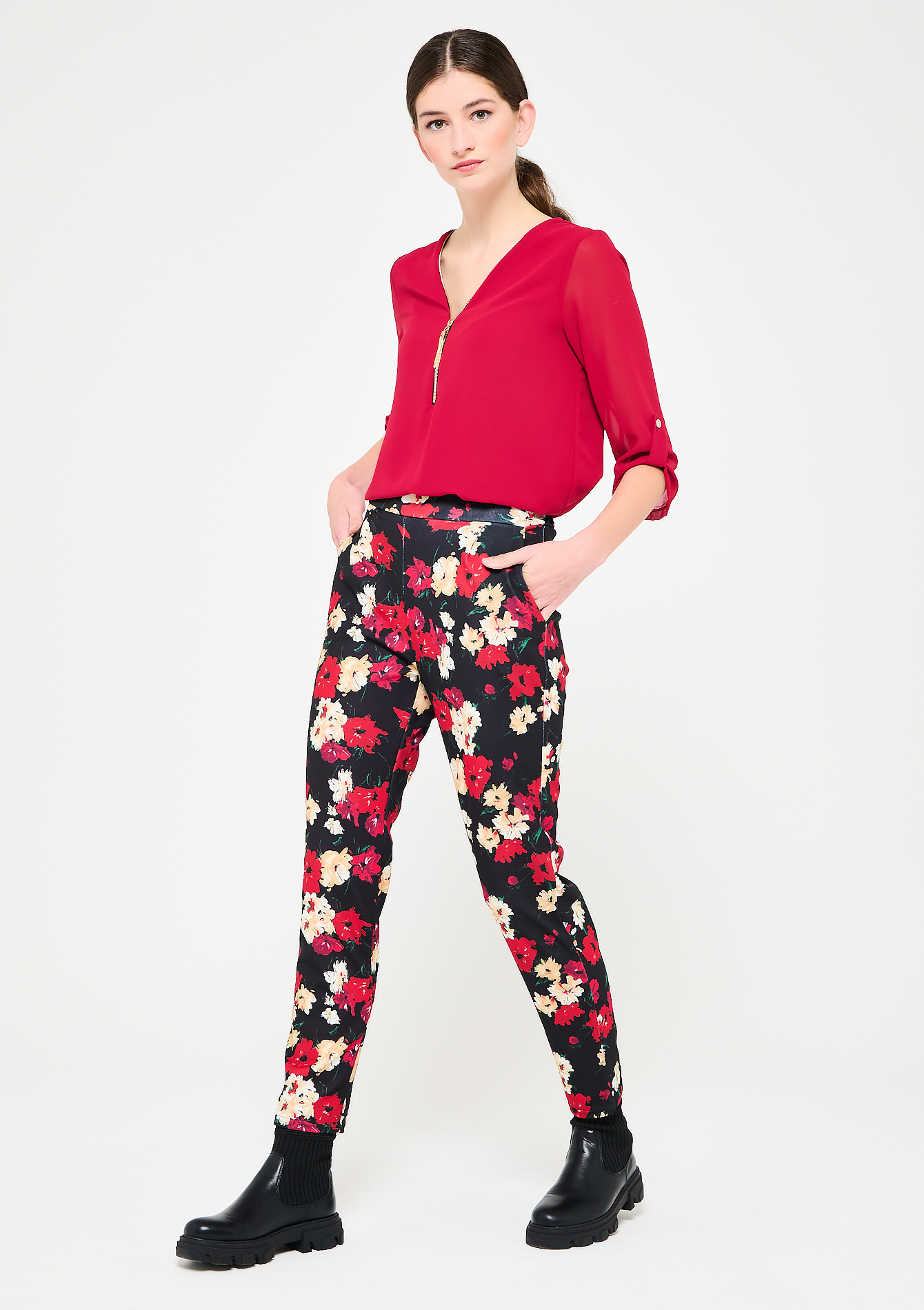 Pantalon jogging à imprimé floral
