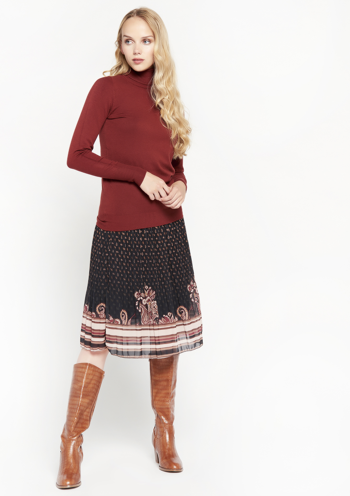 Pull col roulé basique en tricot