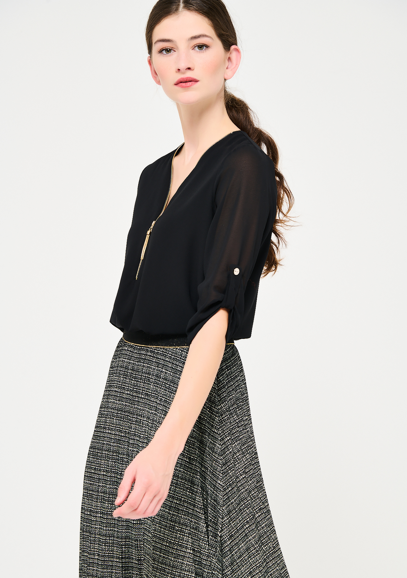 Blouse manches 3/4 et fermeture éclair