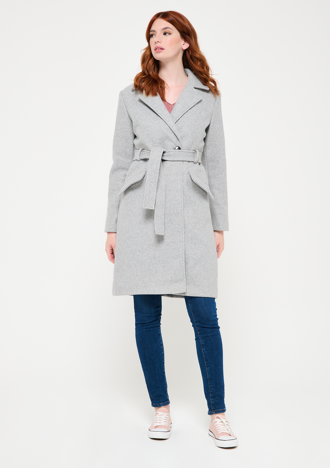 Long manteau avec ceinture