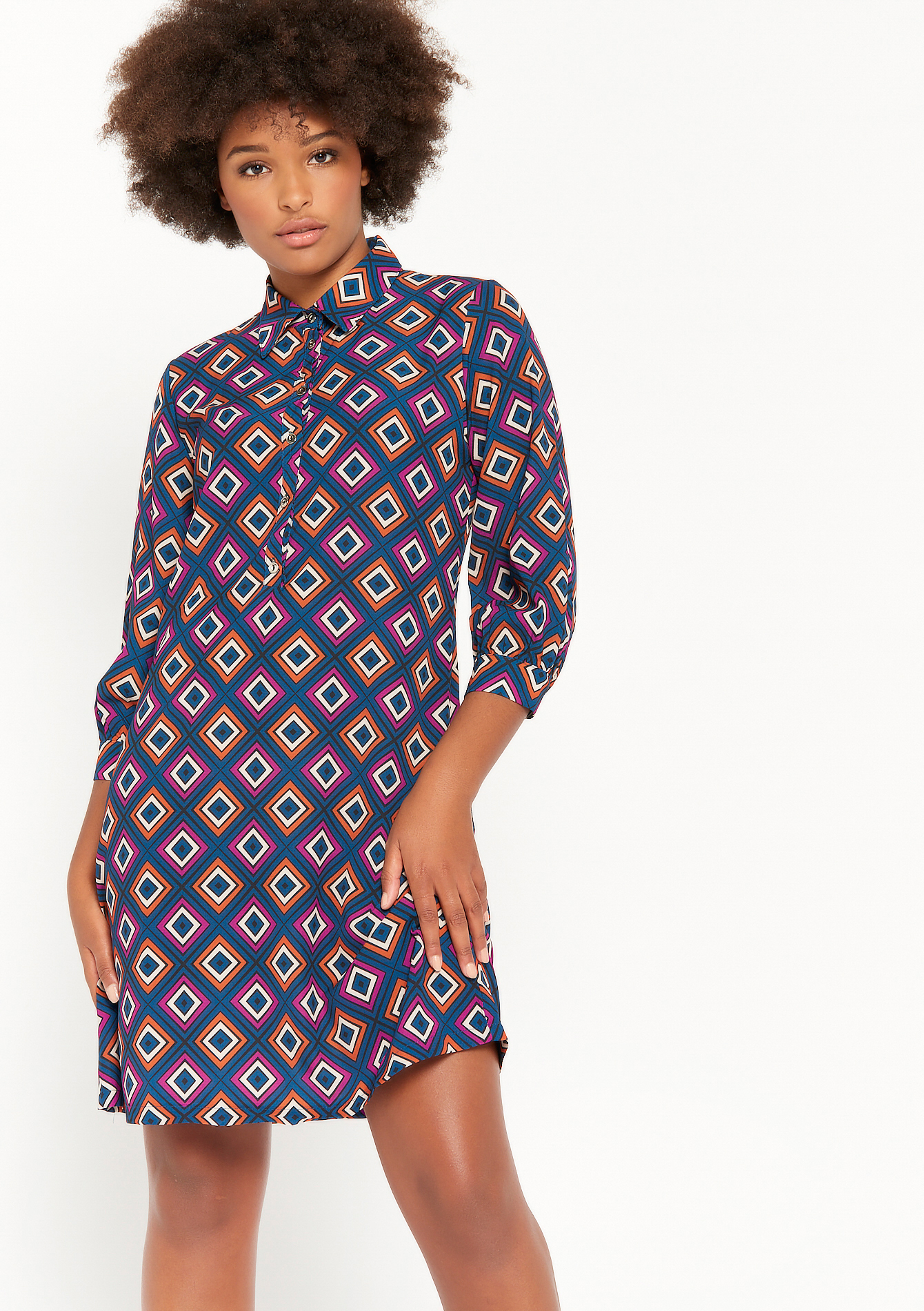 Robe chemise à imprimé rétro
