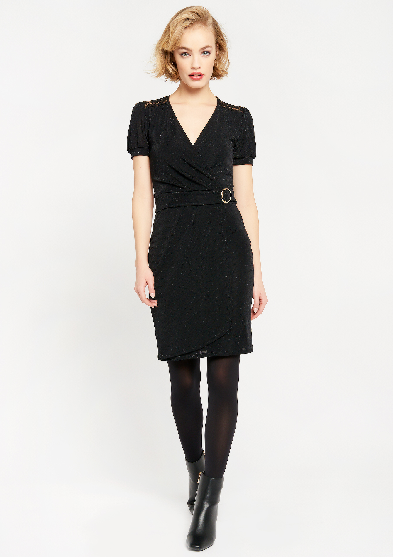 Robe mini en lurex avec ceinture