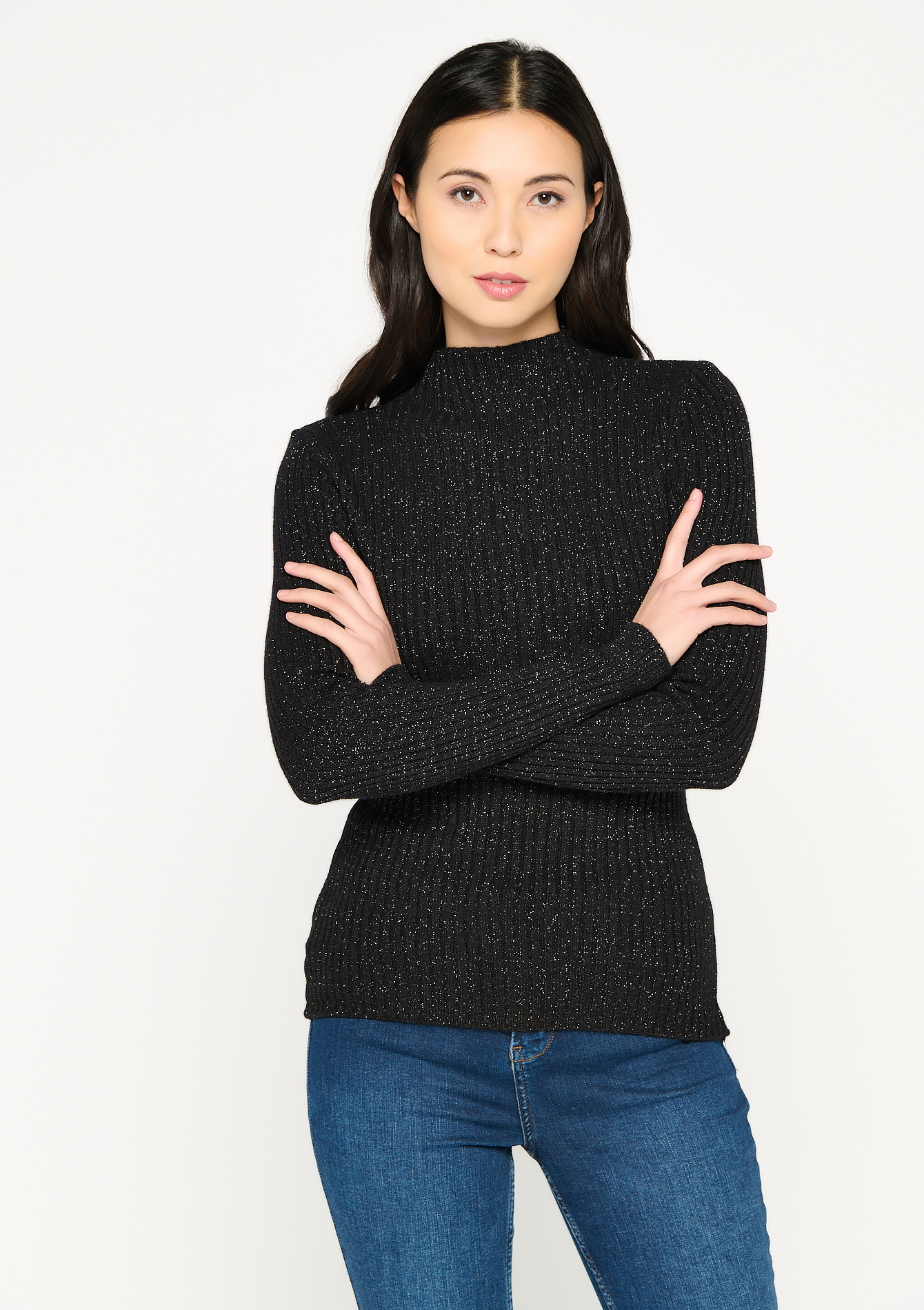 Pull a col roulé en lurex