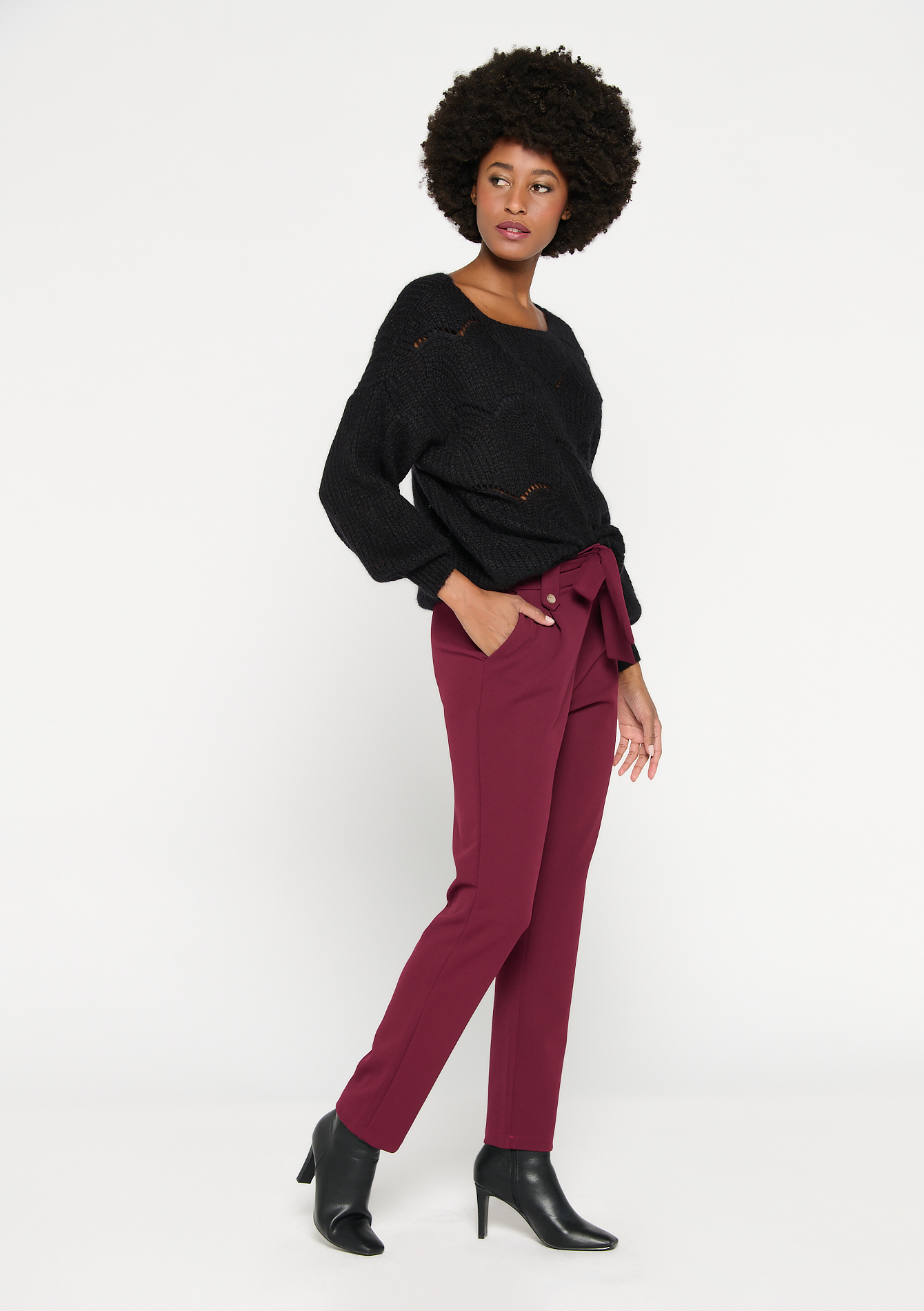 Pantalon paperbag avec ceinture