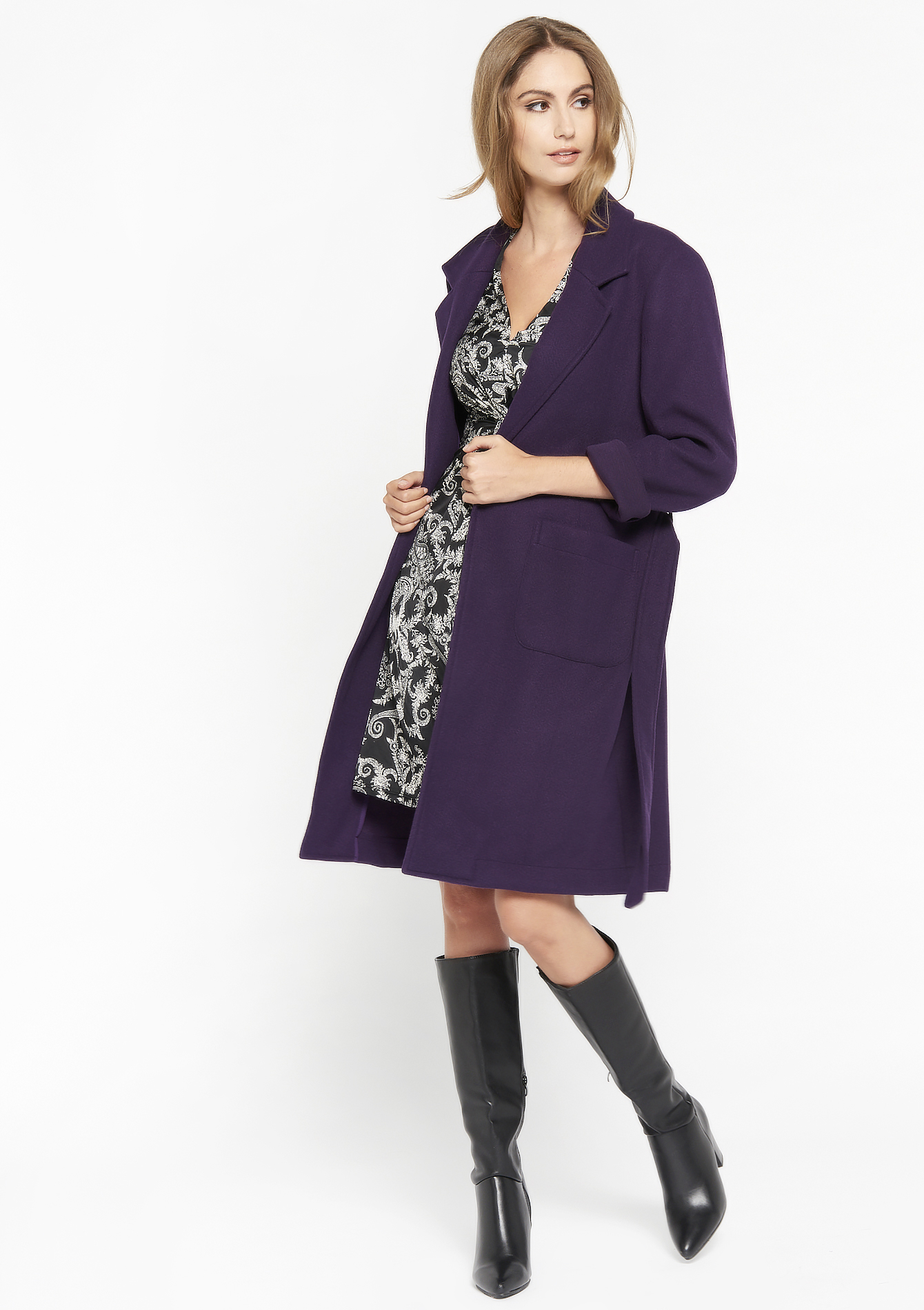 Long manteau avec ceinture