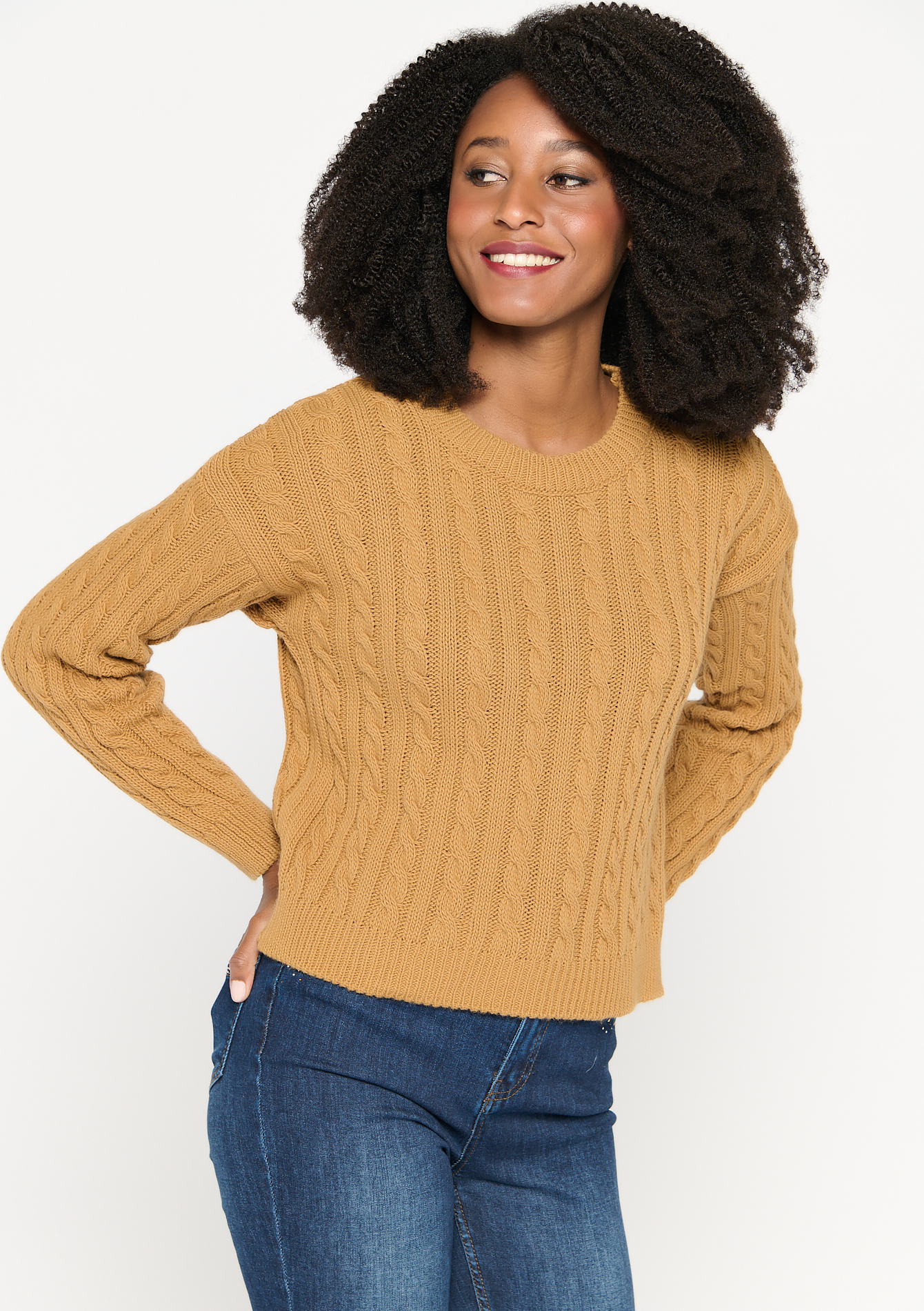 Pull a col rond avec motif torsadé