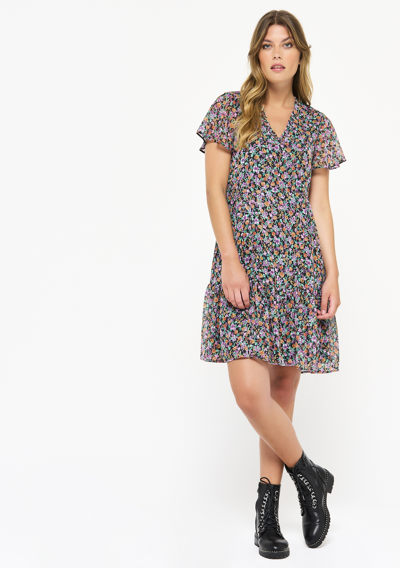 Robe babydoll à fleurs