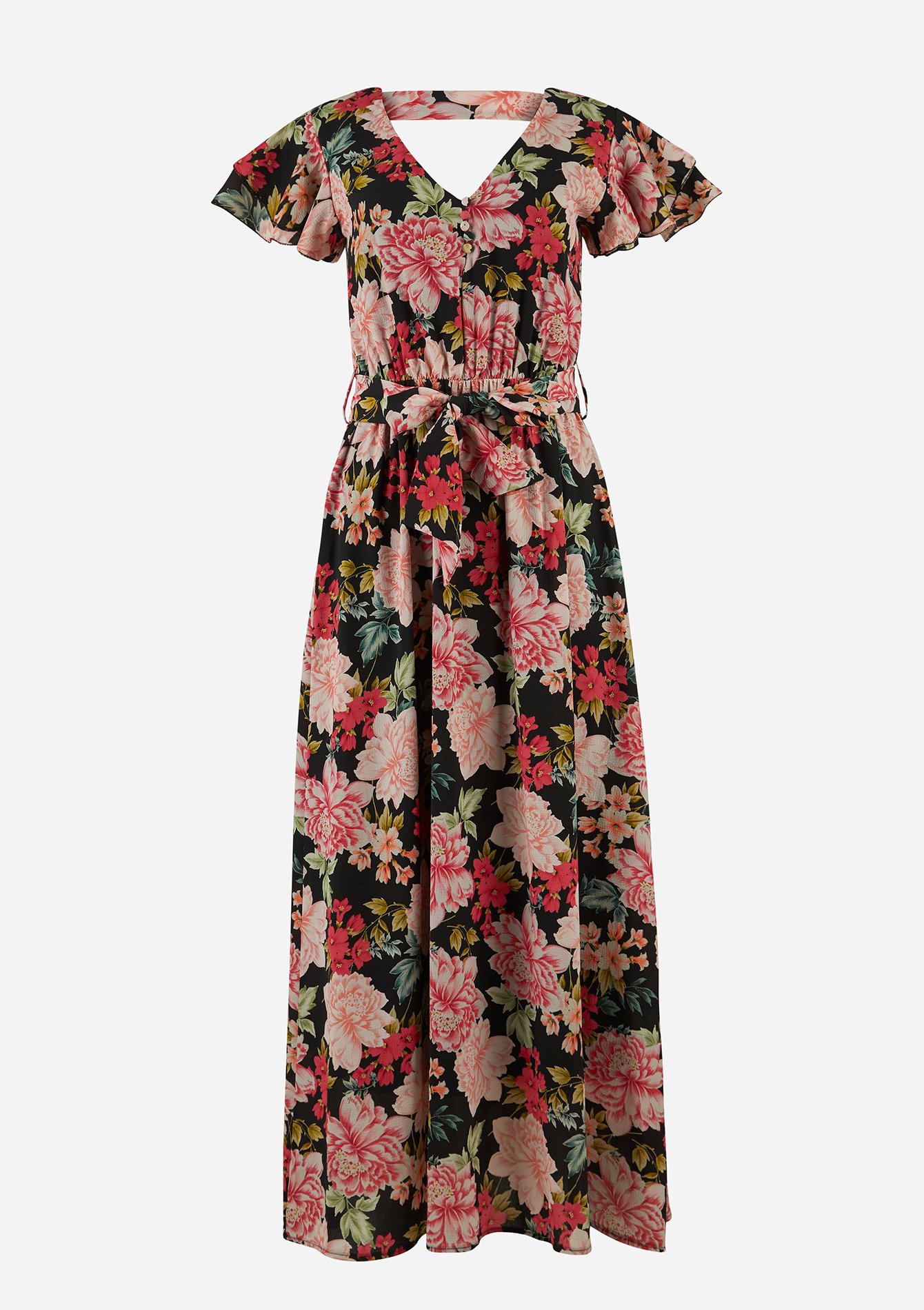 Maxi dress flower print  - PINK FRAMBOISE - 08601116_5622