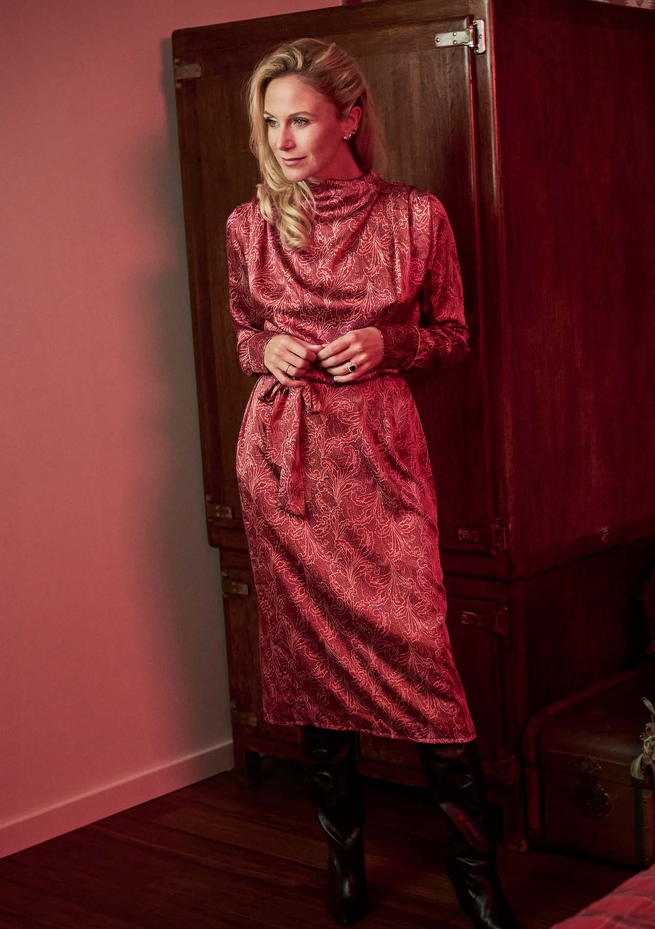 Julie Taton jurk paisleyprint - RED BERRY - 08102679_117