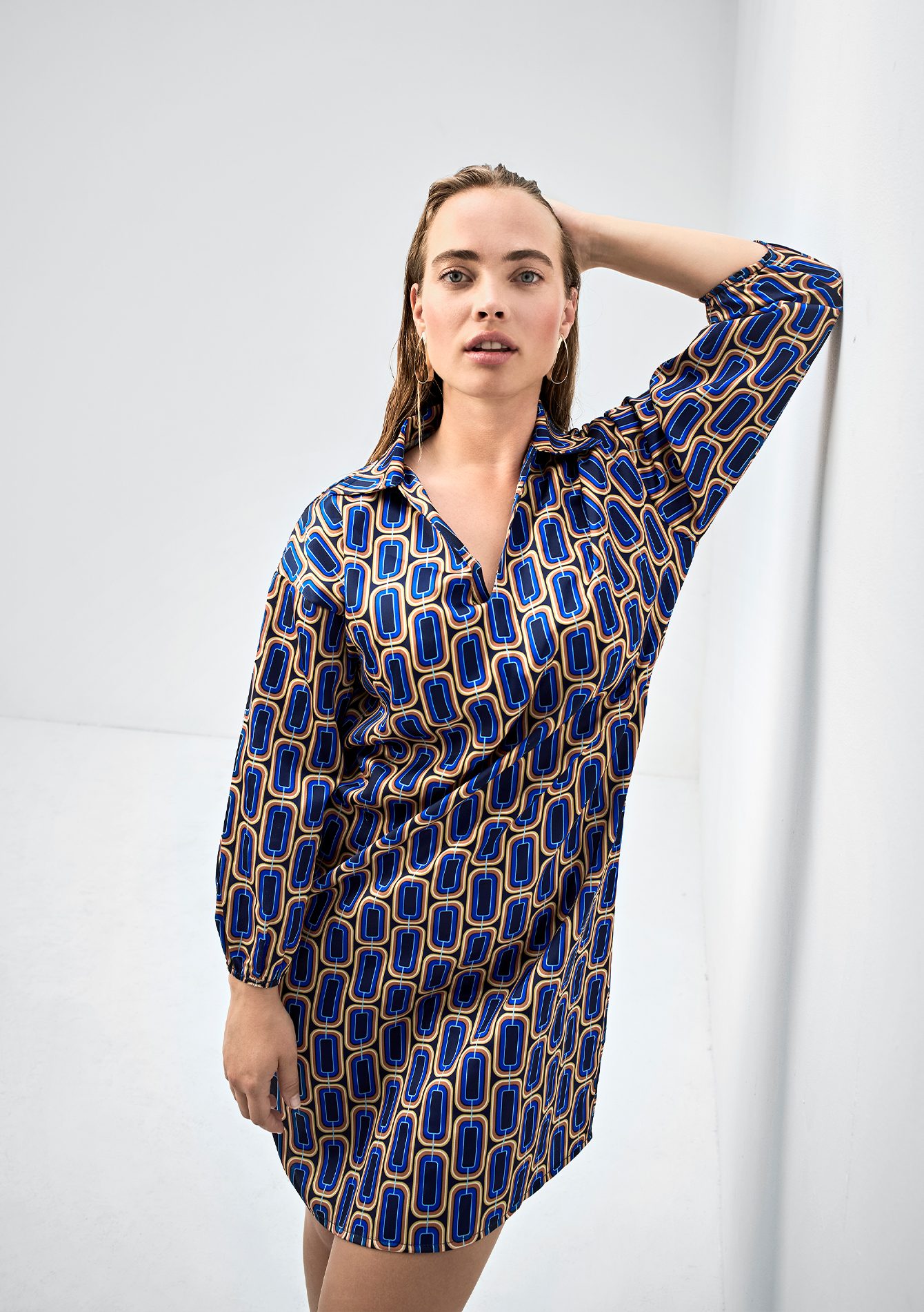 Robe à imprimé rétro et manches larges