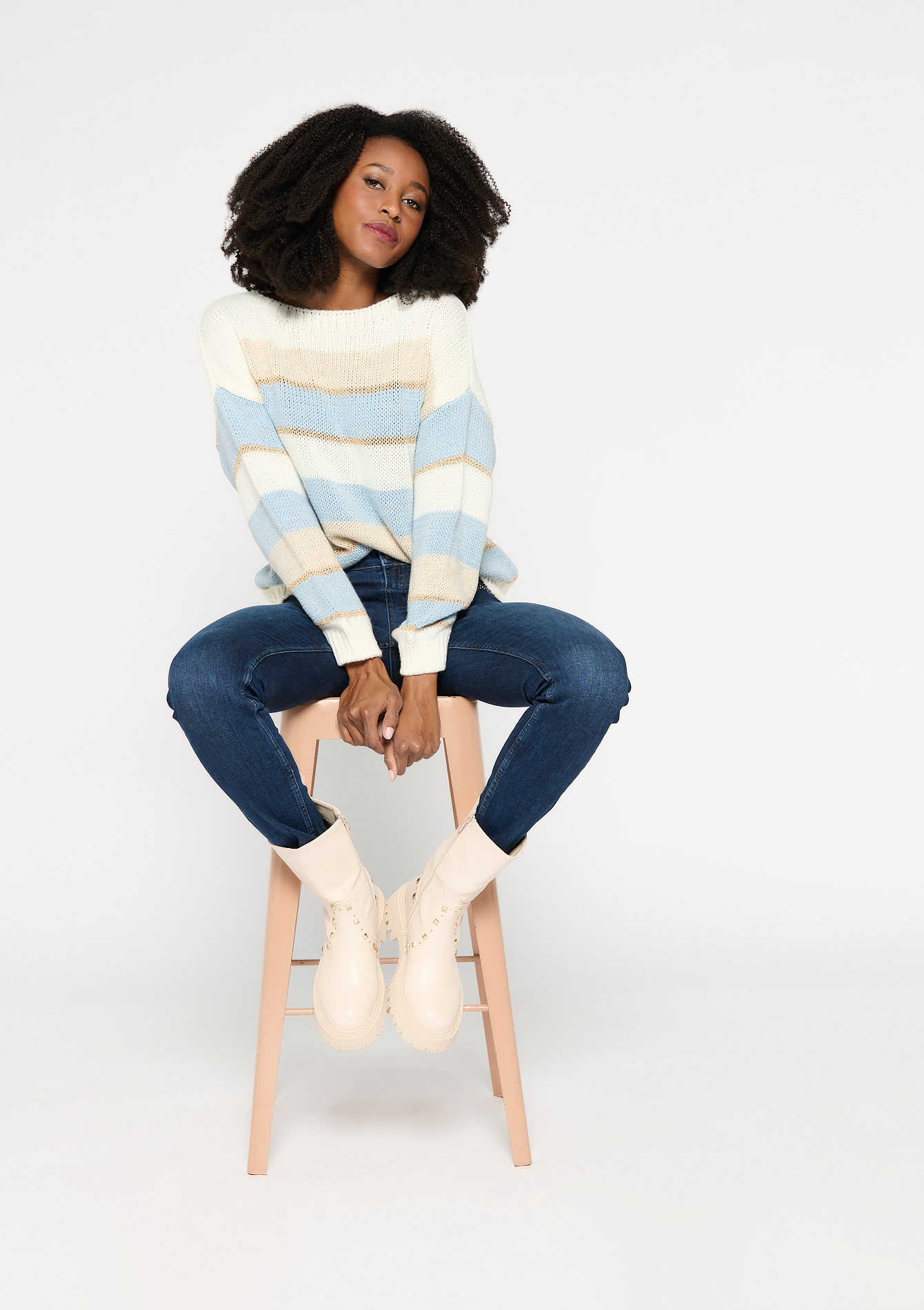 Pull avec blocs de couleur horizontaux