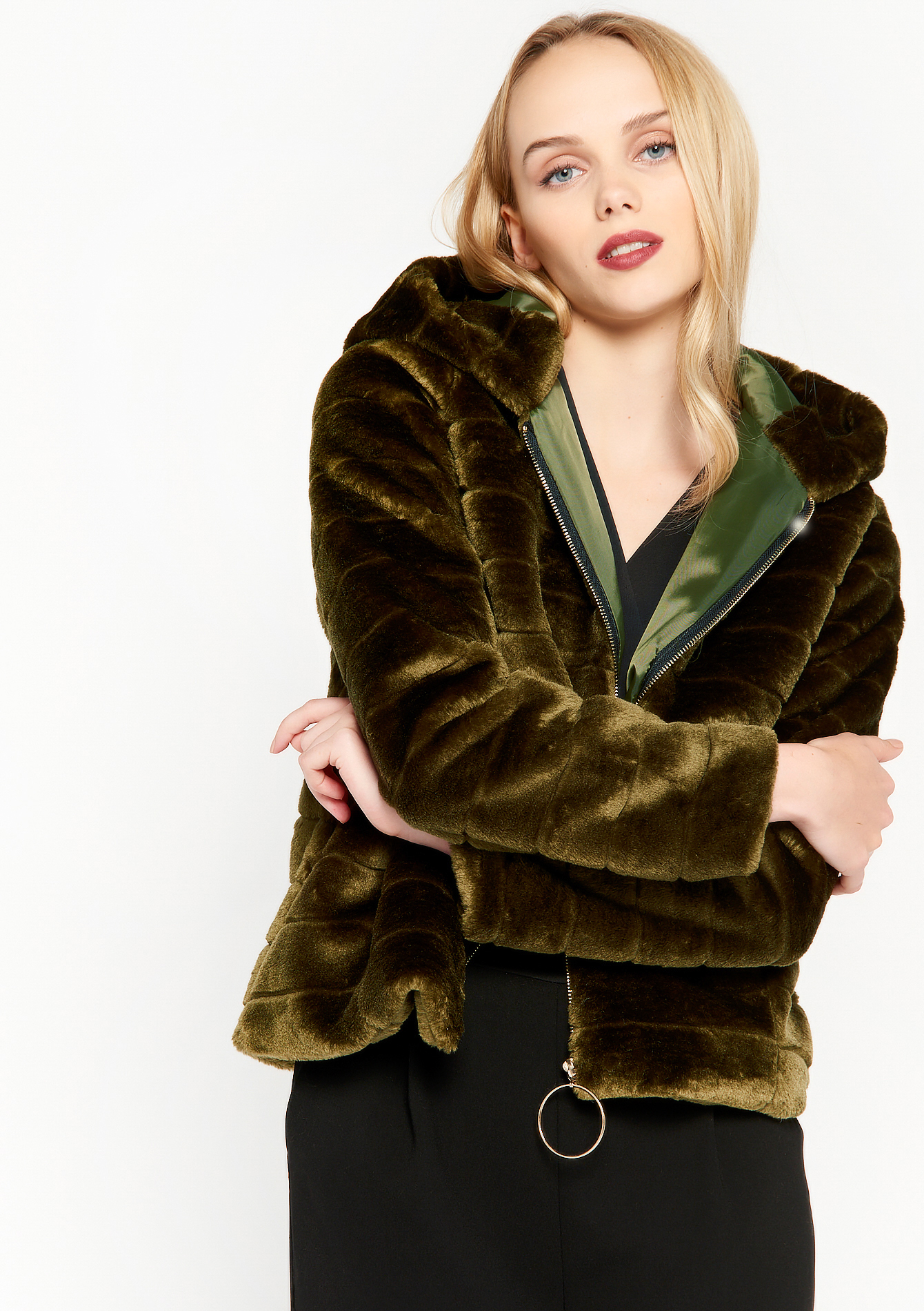 Veste teddy a capuche