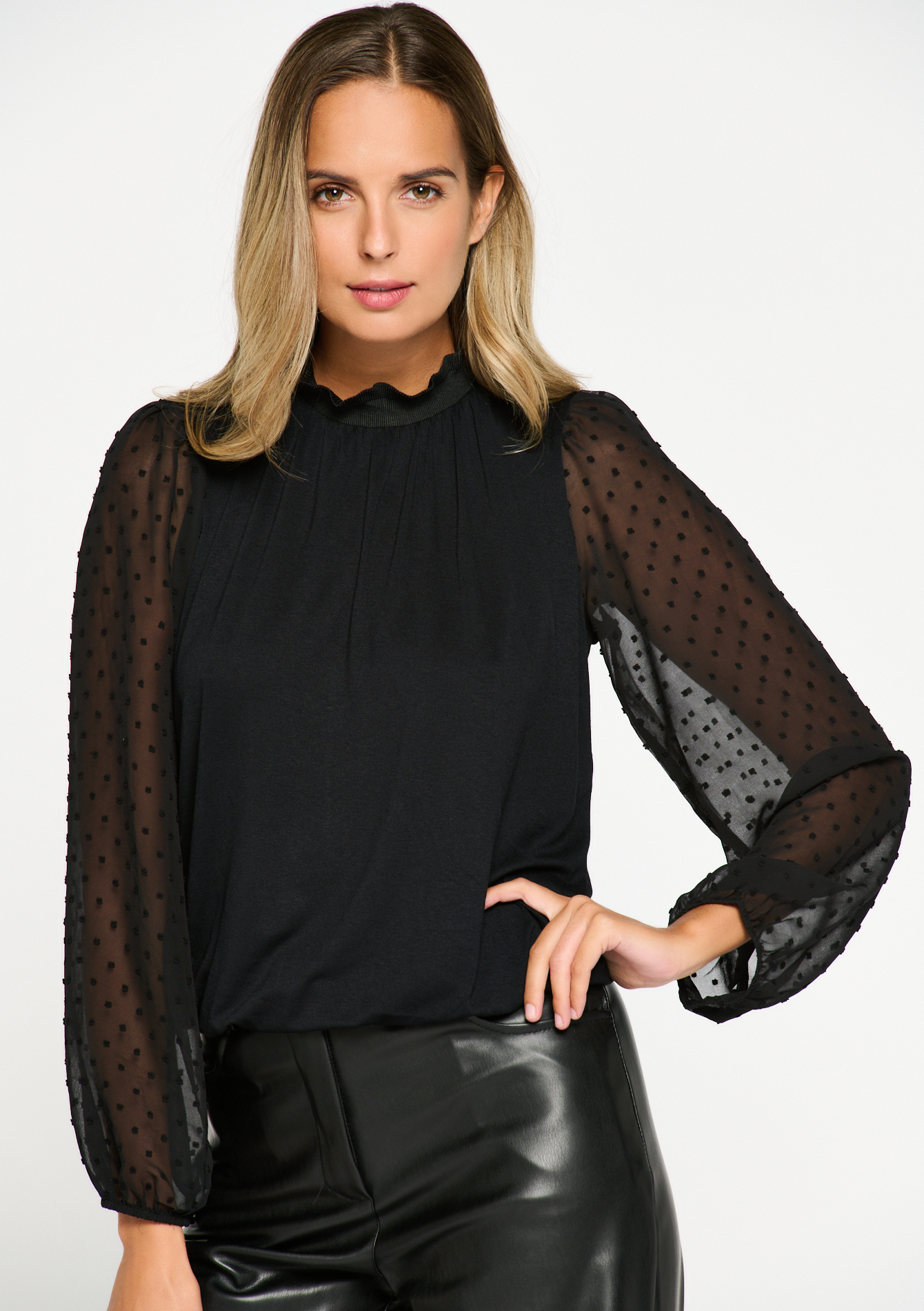 Blouse with transparent sleeves - LolaLiza
