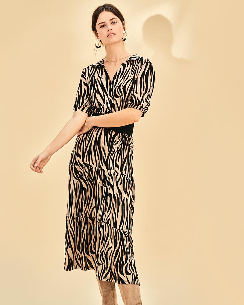 Zebra print shirt-dress, , hi-res