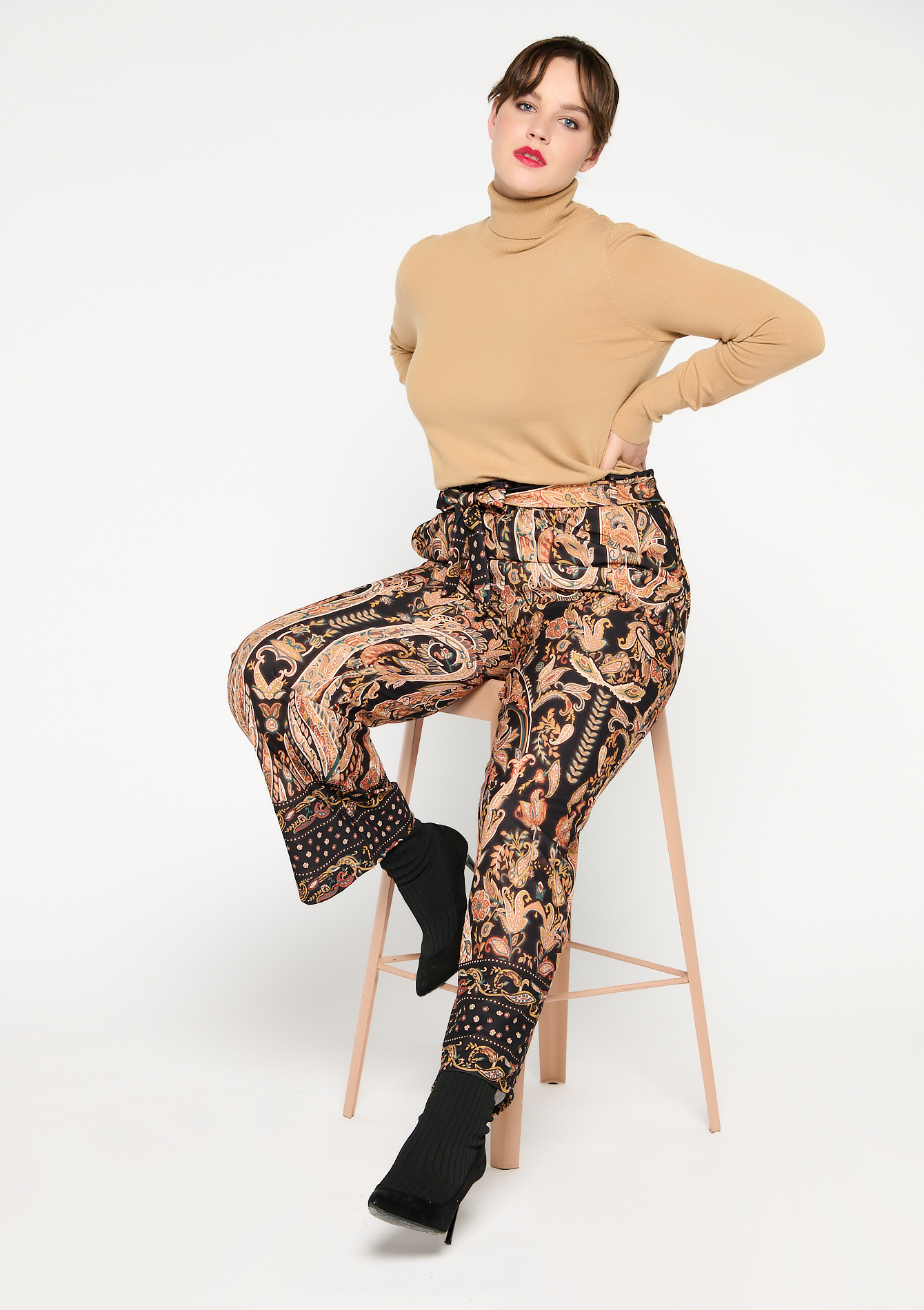 Pantalon large a imprimé paisley