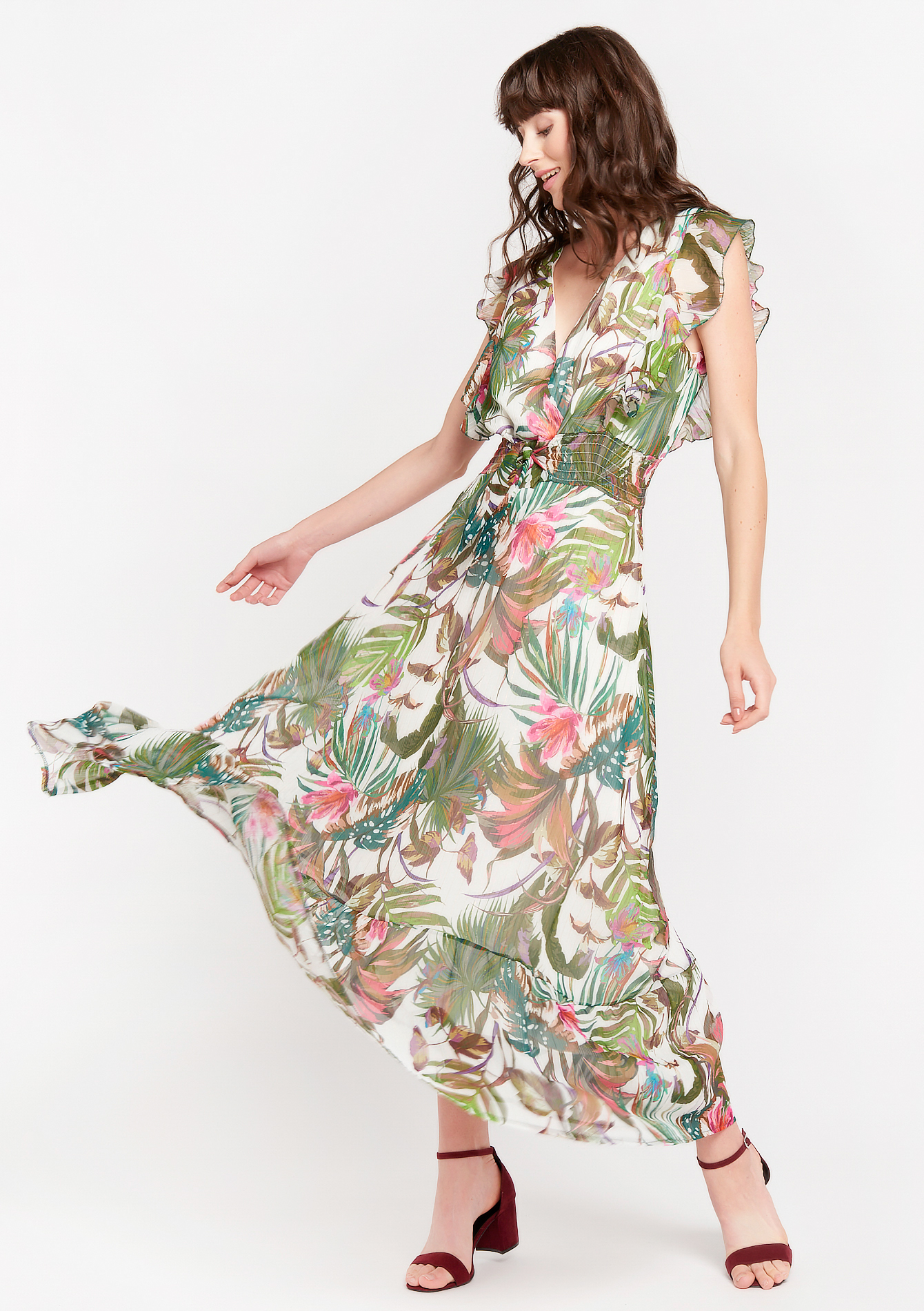 Maxi jurk met bloemenprint - WHITE ALYSSUM - 08601142_2502